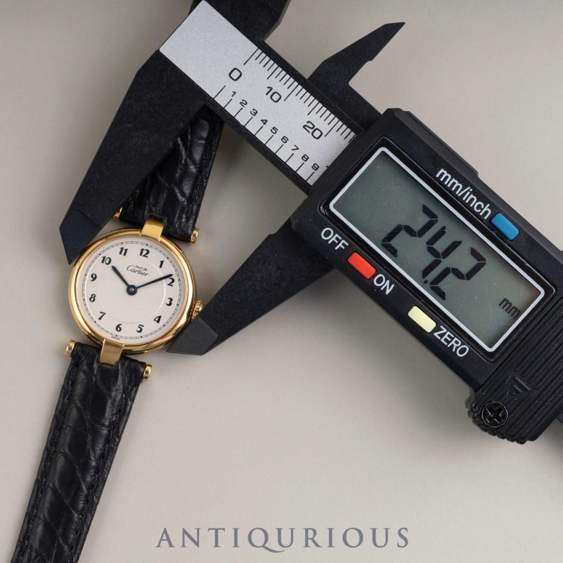 Cartier Must Vendôme VLC SM 590004 Quartz Caliber 90 SV925 Leather Strap with Genuine D-buckle (GP) Arabic Dial Overhauled