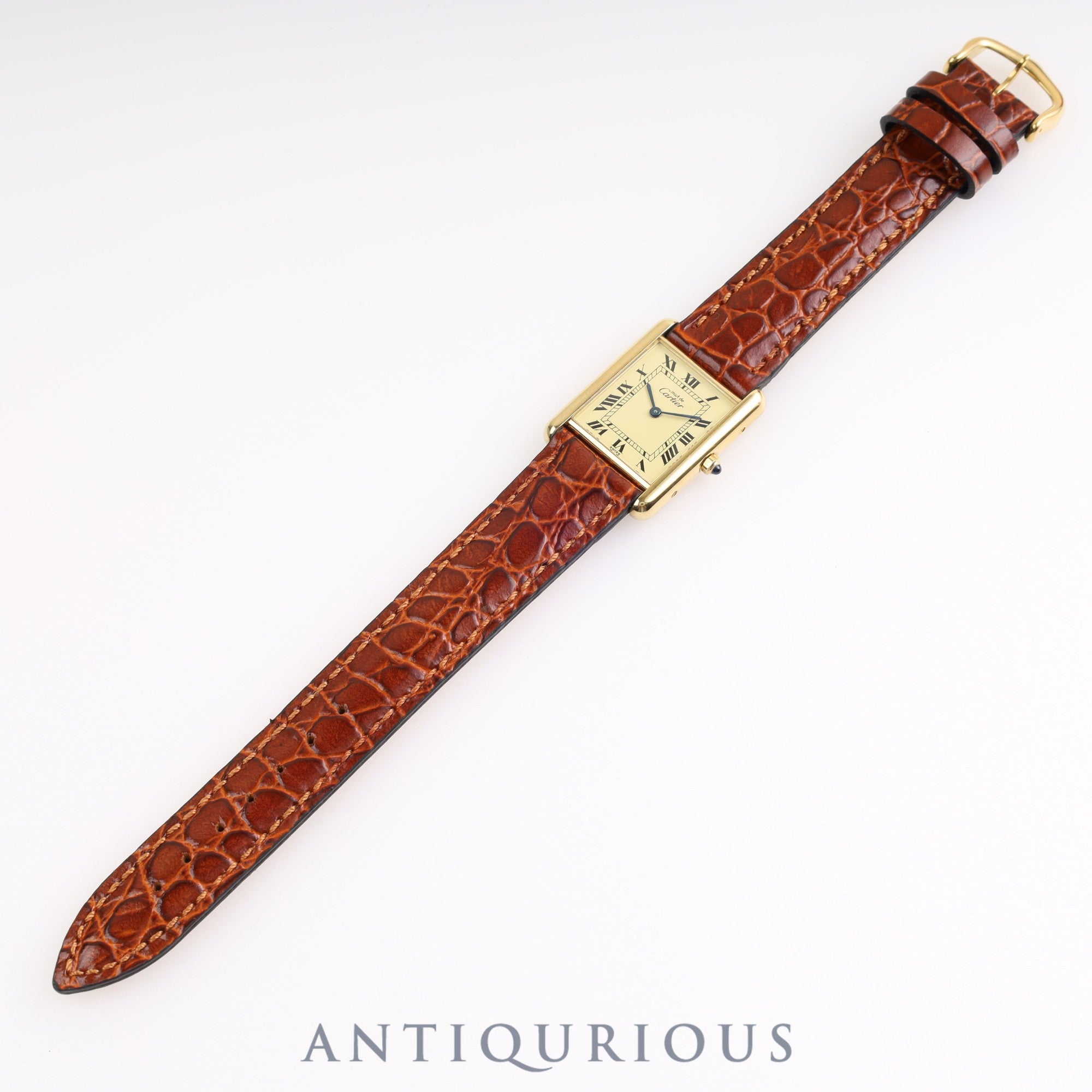Cartier Must Tank LM QZ 6 81006 SV925 Leather Genuine Buckle Ivory Dial Box Warranty (1987)