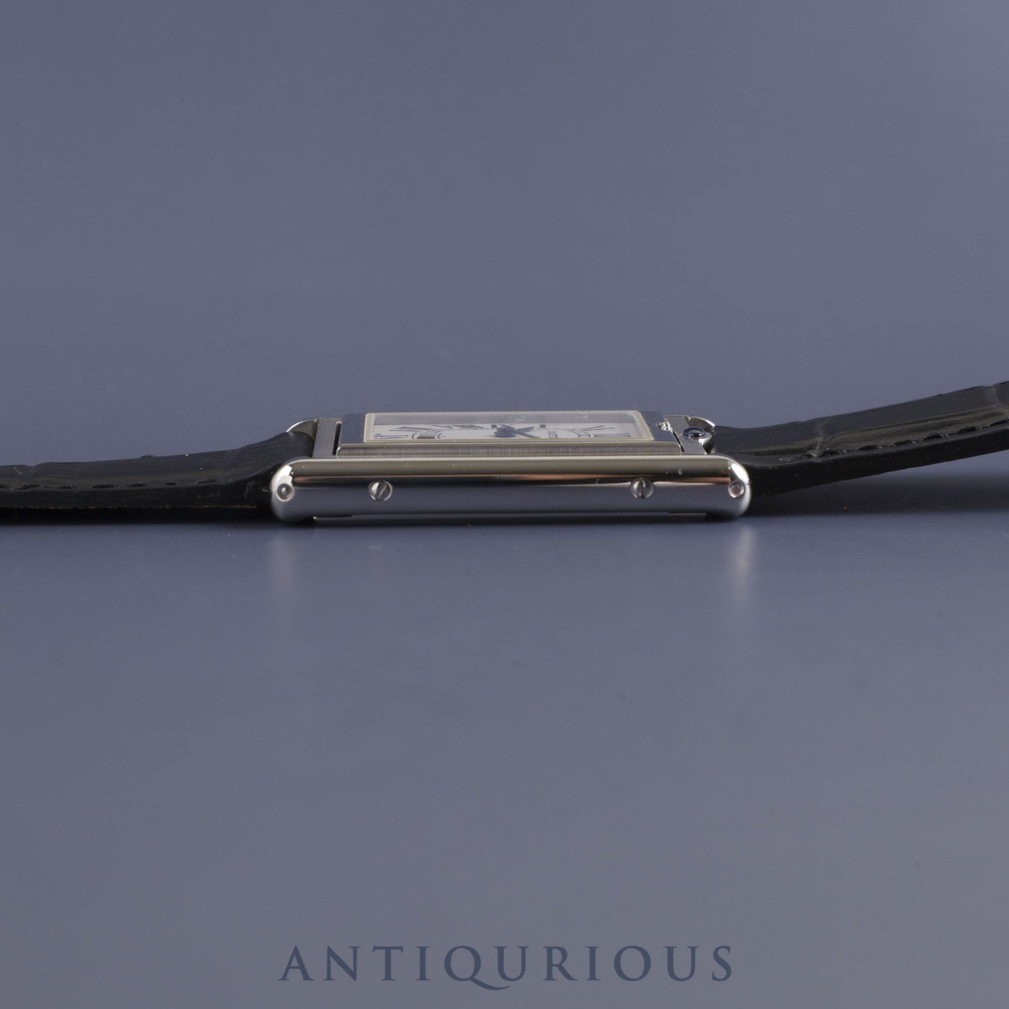 カルティエ タンク バスキュラント LM W1016055 / 2522 クォーツ SS 革 純正Dバックル(SS) ホワイトローマン文字盤 保証書(2002年)冊子 カルティエブティックコンプリートサービス済み ※ケースイニシャル裏彫り有り