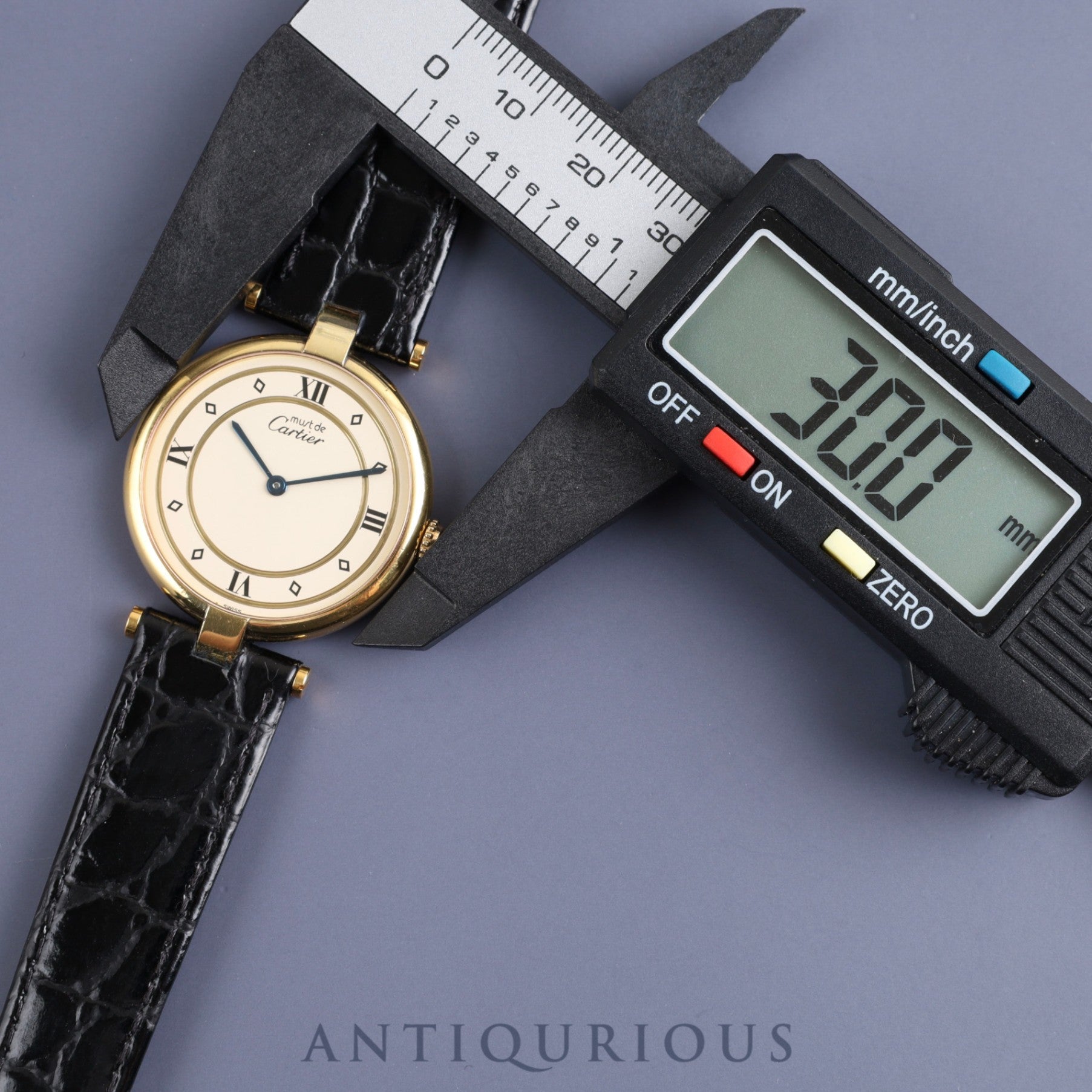 Cartier Must VLC Vendome LM 590003 Quartz Cal.690 SV925 Leather Genuine Buckle (GP) Ivory Dial Overhauled