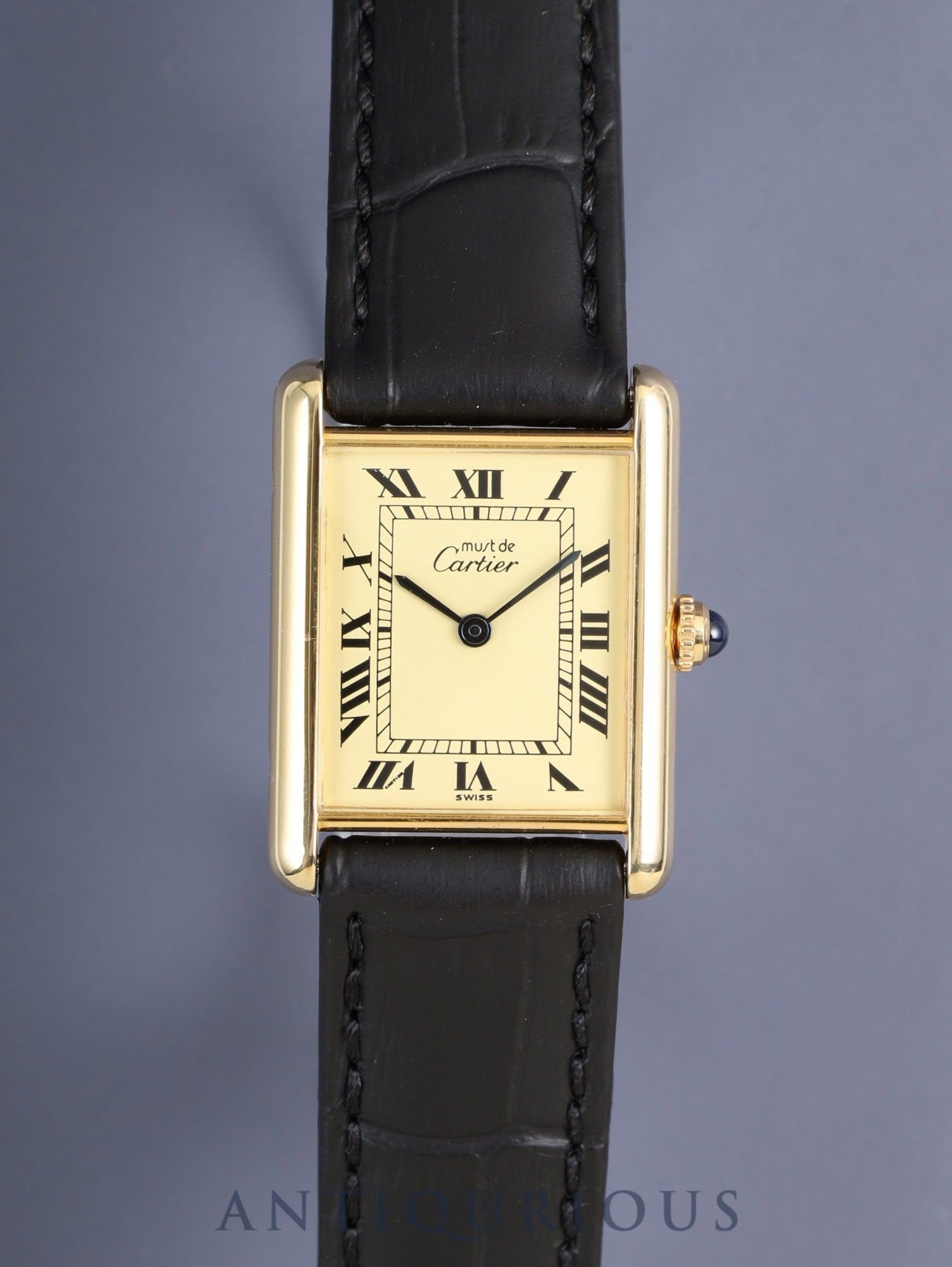 カルティエ マストタンク LM W1002753 / 590005 クォーツ Cal.90 SV925 革 純正尾錠(GP)アイボリーローマン文字盤(SWISS表記) オーバーホール済み