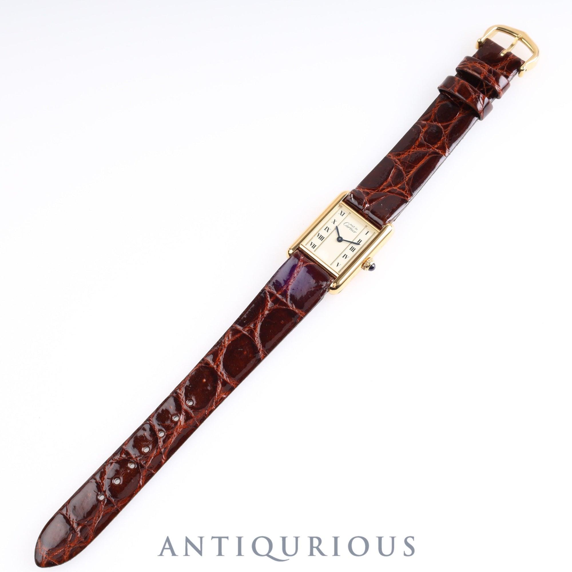 Cartier Must Tank SM Straight Roman Dial 5057001 925 Leather Genuine Buckle (GP) Quartz Mid 1980s - circa 1994