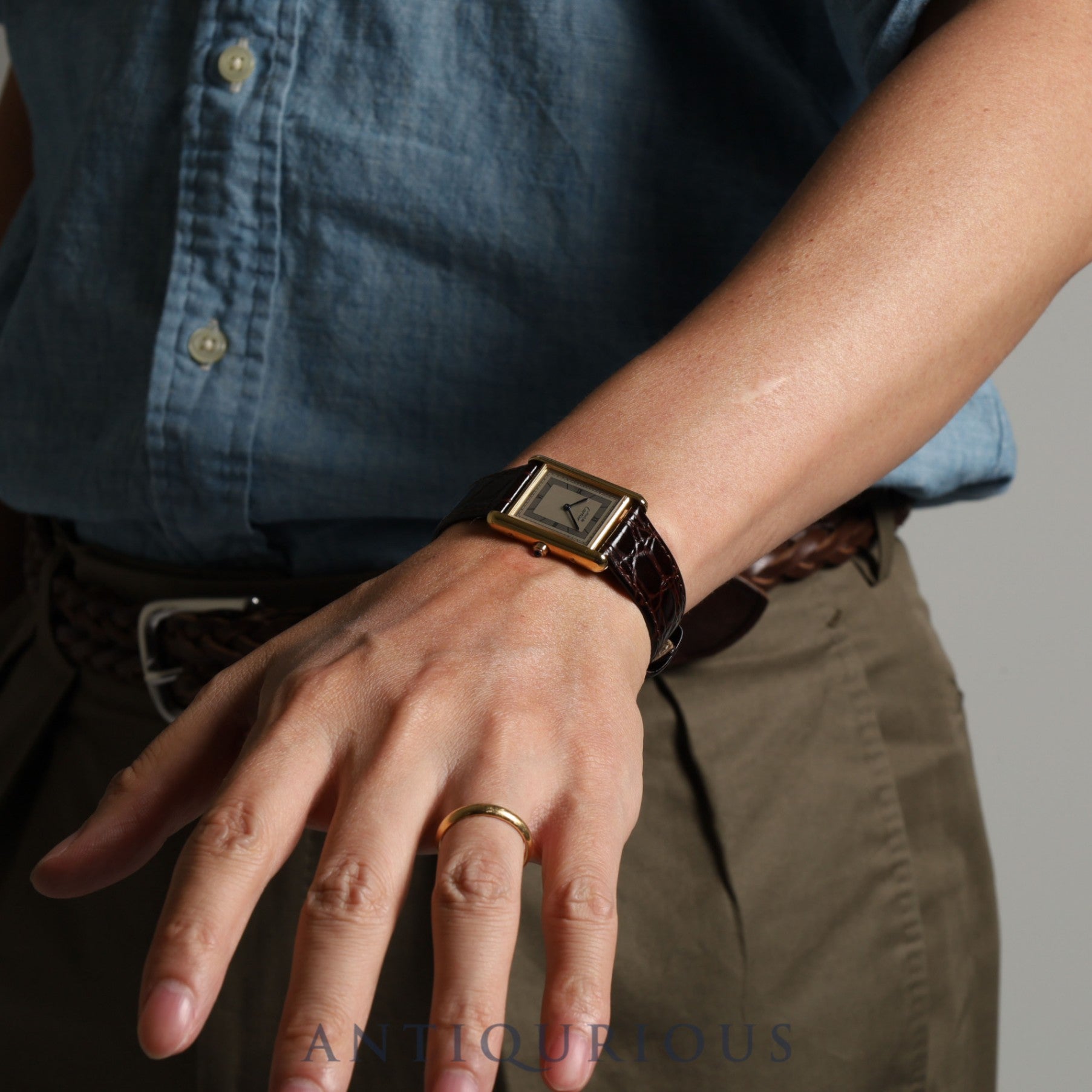 Cartier Must Tank LM QZ 6 81006 Cal.81 SV925 Leather Genuine Buckle (GP) Flying Roman Dial Overhauled