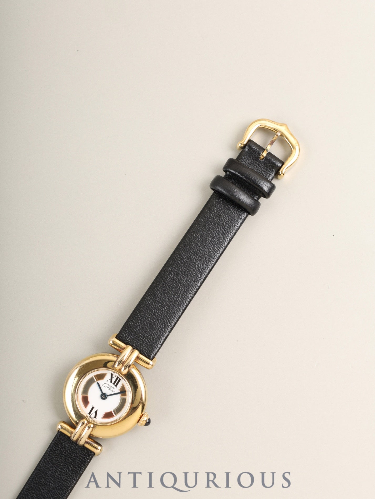 Cartier Must Colisée 1902 Quartz Cal.90 SV925 Leather Original Pin Buckle (GP) Side Trinity Dial (SWISS marking) Overhauled