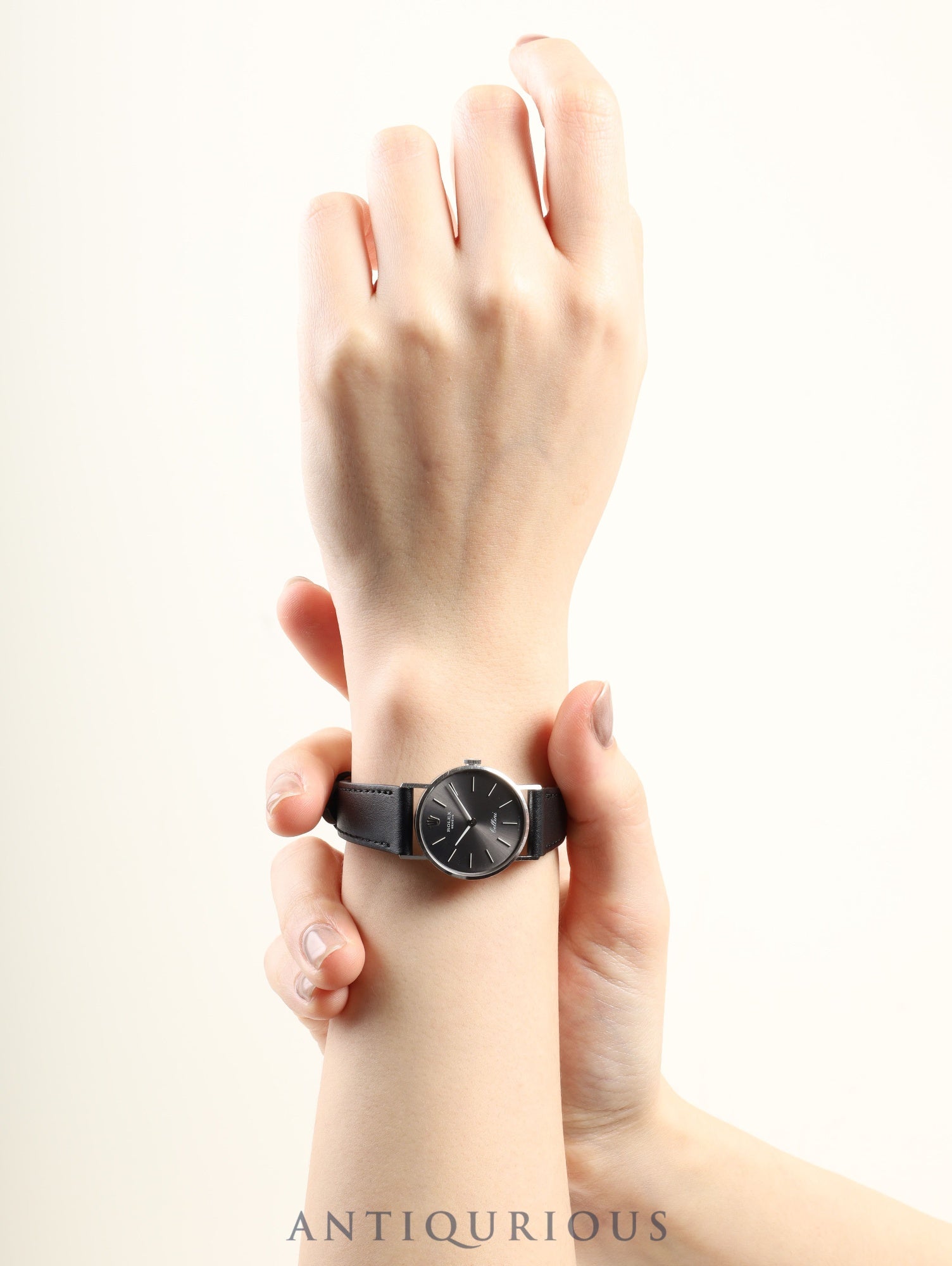 ロレックス チェリーニ 3810 手巻き Cal.1600 750WG 革 純正尾錠(SS) グレー文字盤 36番台(1972年) 冊子 保証書(1976年) オーバーホール済み