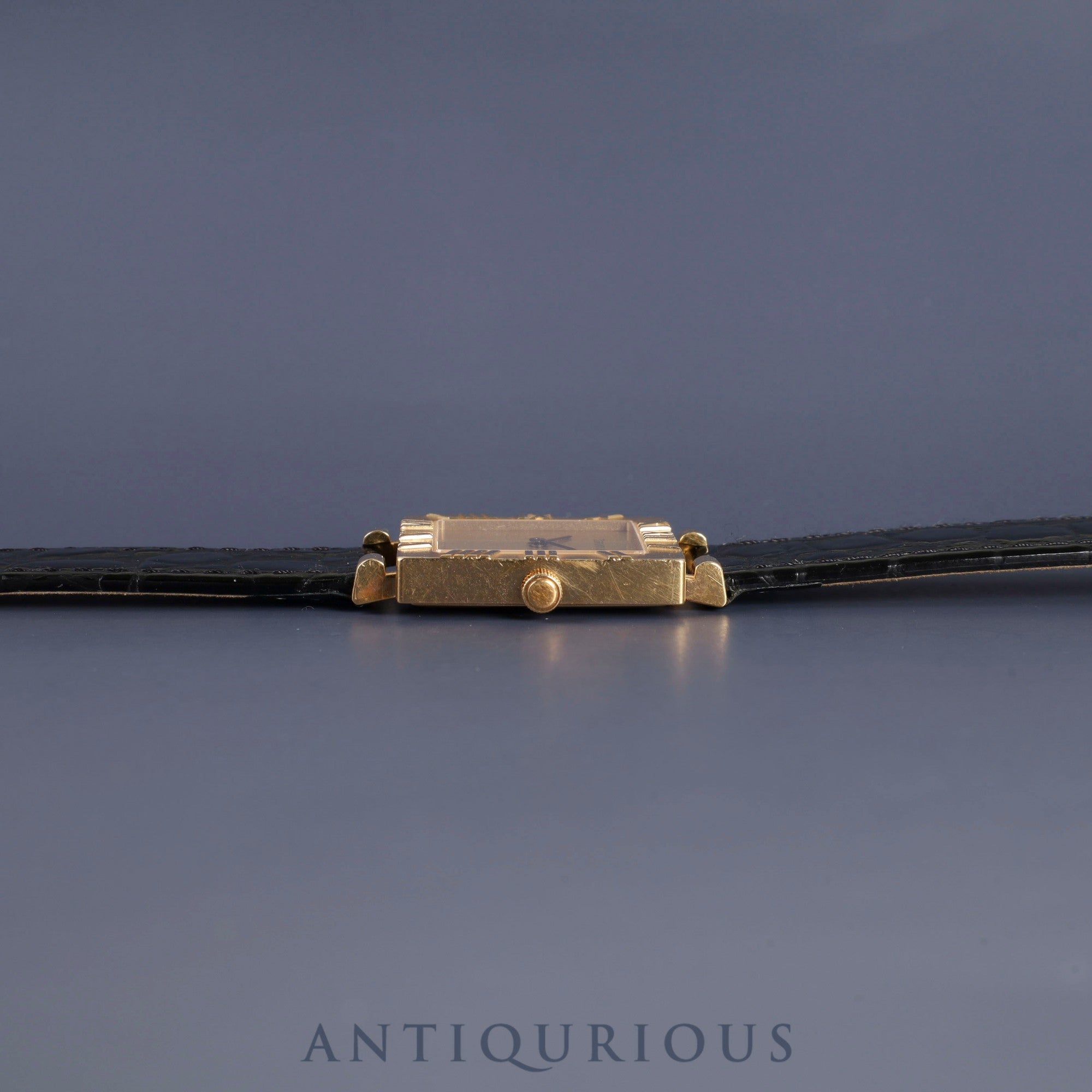 ティファニー アトラススクエア T976 001 L3630 クォーツ Cal.976.001 750 革 純正尾錠(GP) ゴールド文字盤 箱 ケース 冊子 保証書(1996年)オーバーホール済み