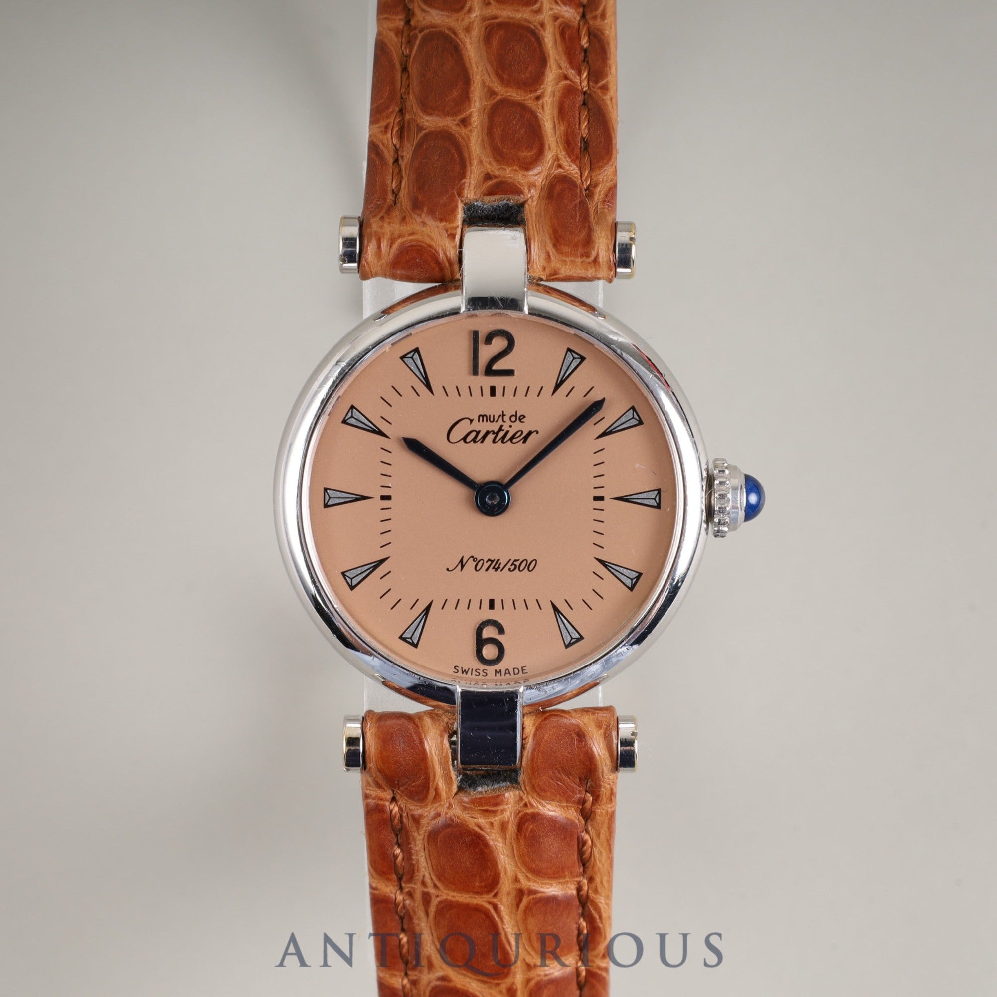 カルティエ マスト ヴァンドーム VLC SM 1850 クォーツ Cal.90 SV925 革 純正Dバックル(SS) カッパー文字盤 オーバーホール済み 世界500本限定
