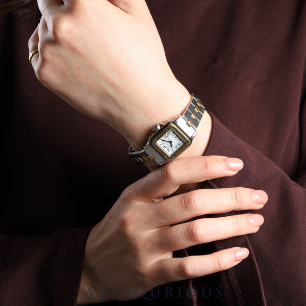 カルティエ サントス カレ SM AC14,30gr OR 0,750 2,80gr / 0902 自動巻き SS/YG ホワイトローマン文字盤 保証書(1988年)オーバーホール済み