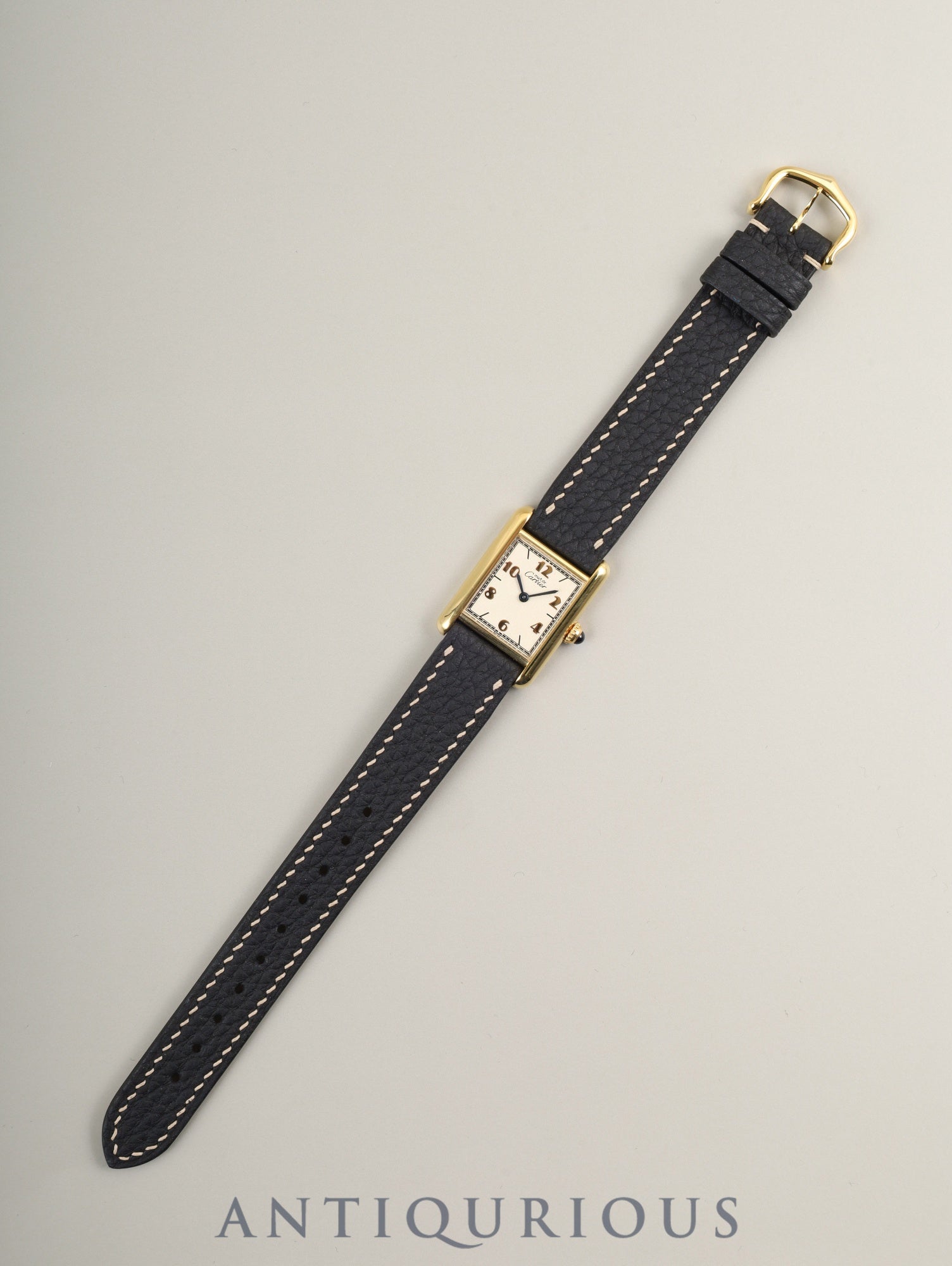 カルティエ マストタンク SM 5057001 クォーツ Cal.057 SV925 革 純正尾錠(GP)飛びアラビアCC文字盤 1982年頃~1995年頃 オーバーホール済み 新品仕上げ済み