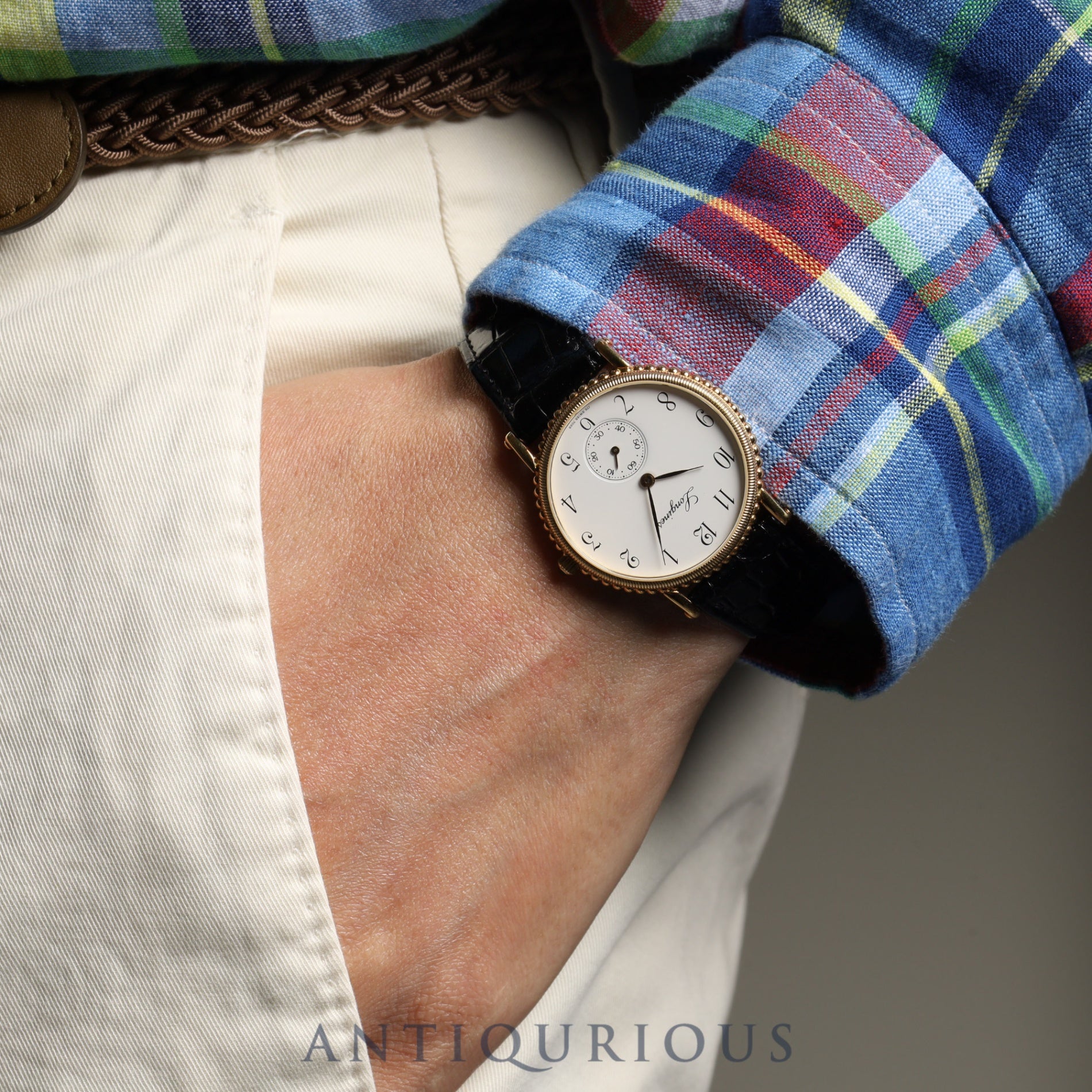 ロンジン ラウンドスモールセコンド クォーツ Cal.L176.2 750YG 純正尾錠 ホワイト文字盤