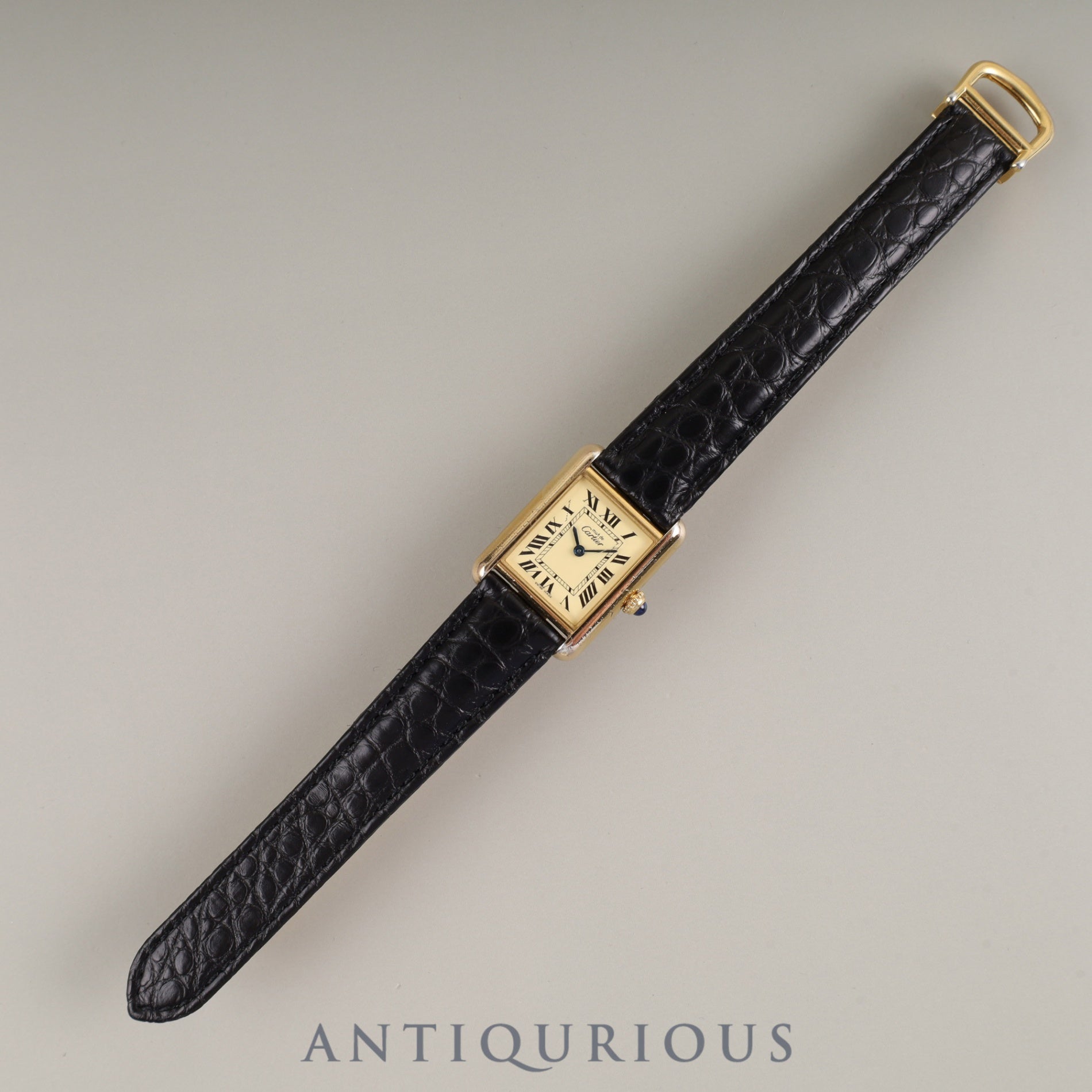 カルティエ マストタンク MM W1017354 / 2415 クォーツ Cal.057 SV925 革 純正Dバックル(GP)アイボリーローマン文字盤 保証書(2002年) オーバーホール済み