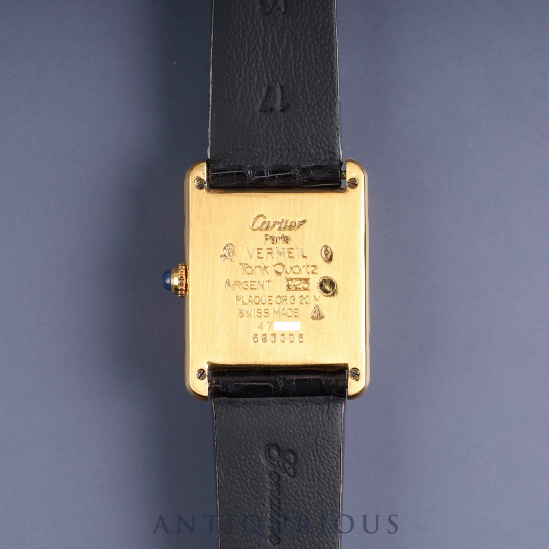 カルティエ マストタンク LM 590005 クォーツ Cal.90 SV925 革 純正尾錠(GP) シルバーアラビア文字盤 オーバーホール済み 新品仕上げ済み