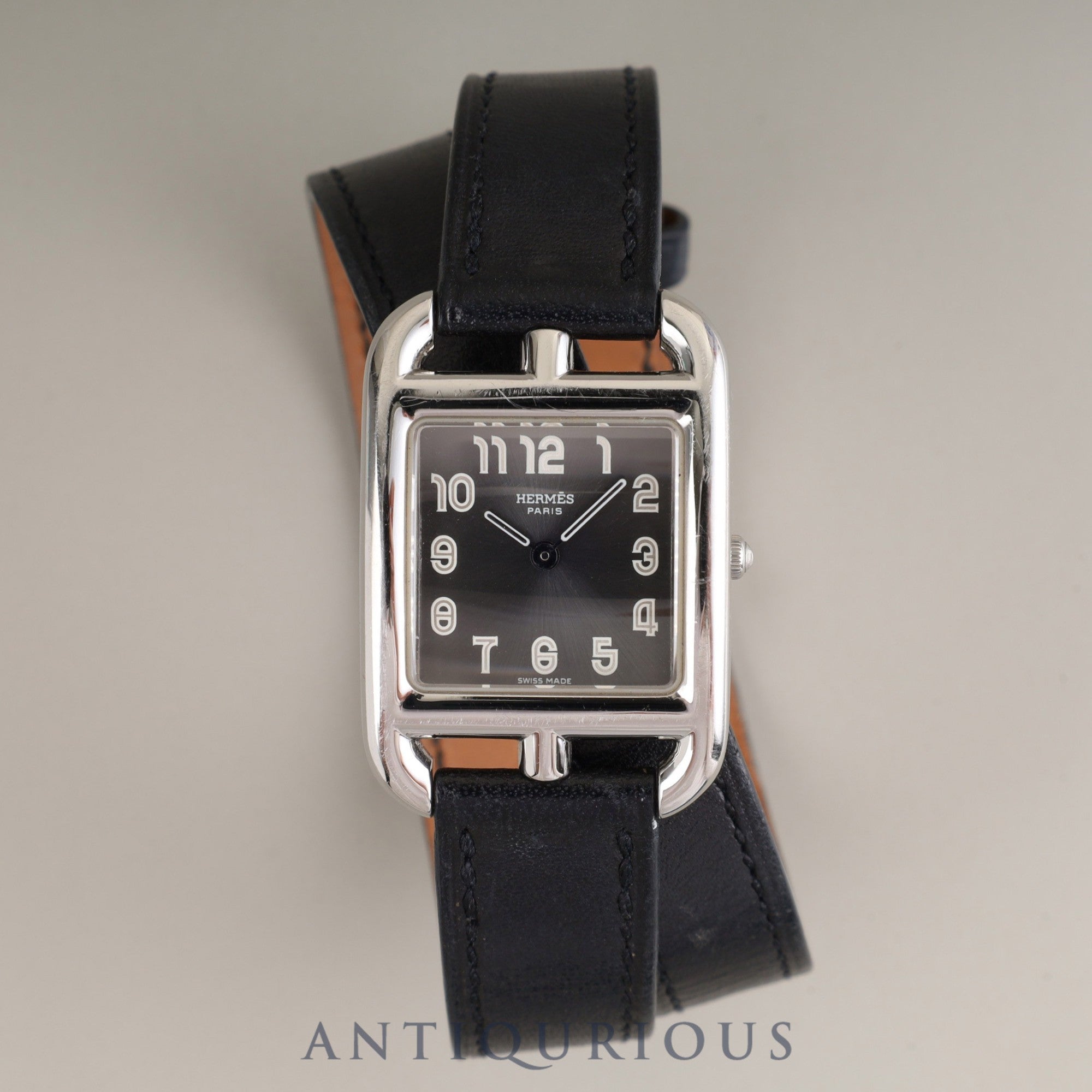 Hermes Cape Cod CC1.210 Quartz Cal.976.001 SS Genuine leather strap (□E stamp: 2001) Genuine buckle (SS) Gray Arabic dial Overhauled