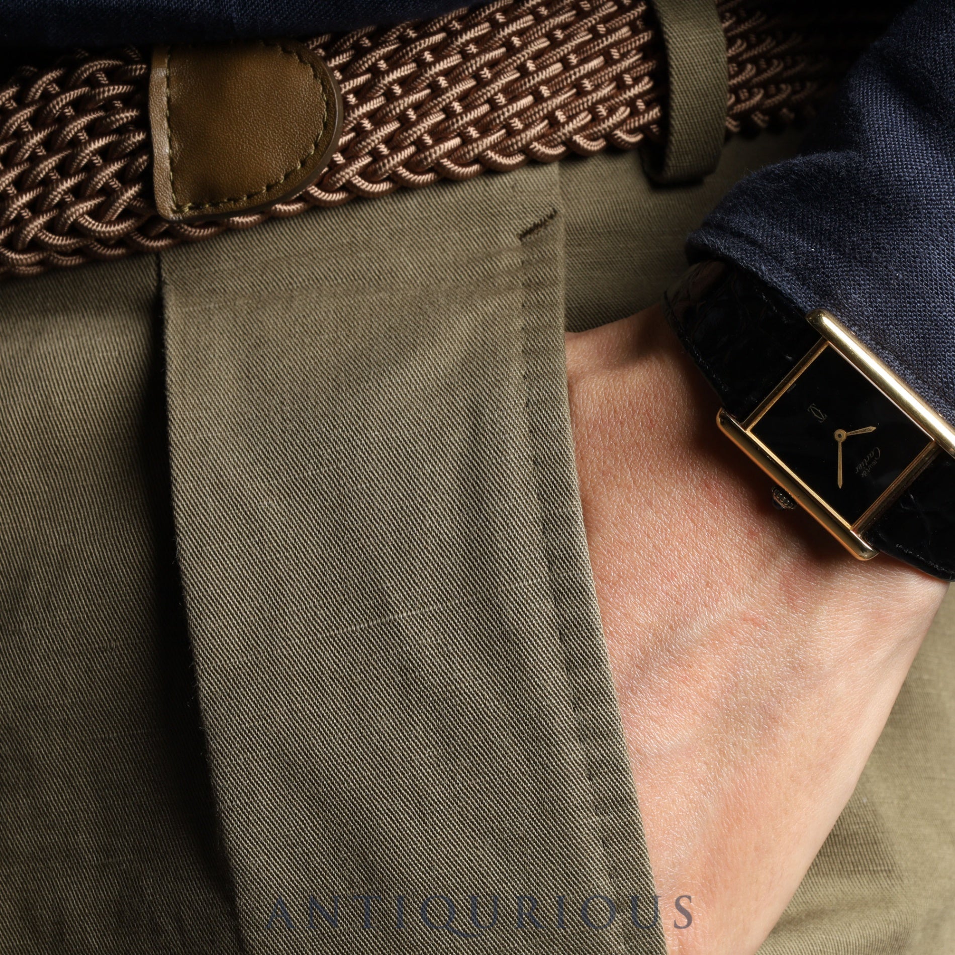 カルティエ マストタンク LM 手巻き Cal.78-1 SV925 革 純正尾錠(GP) ブラックオニキス文字盤 オーバーホール済み