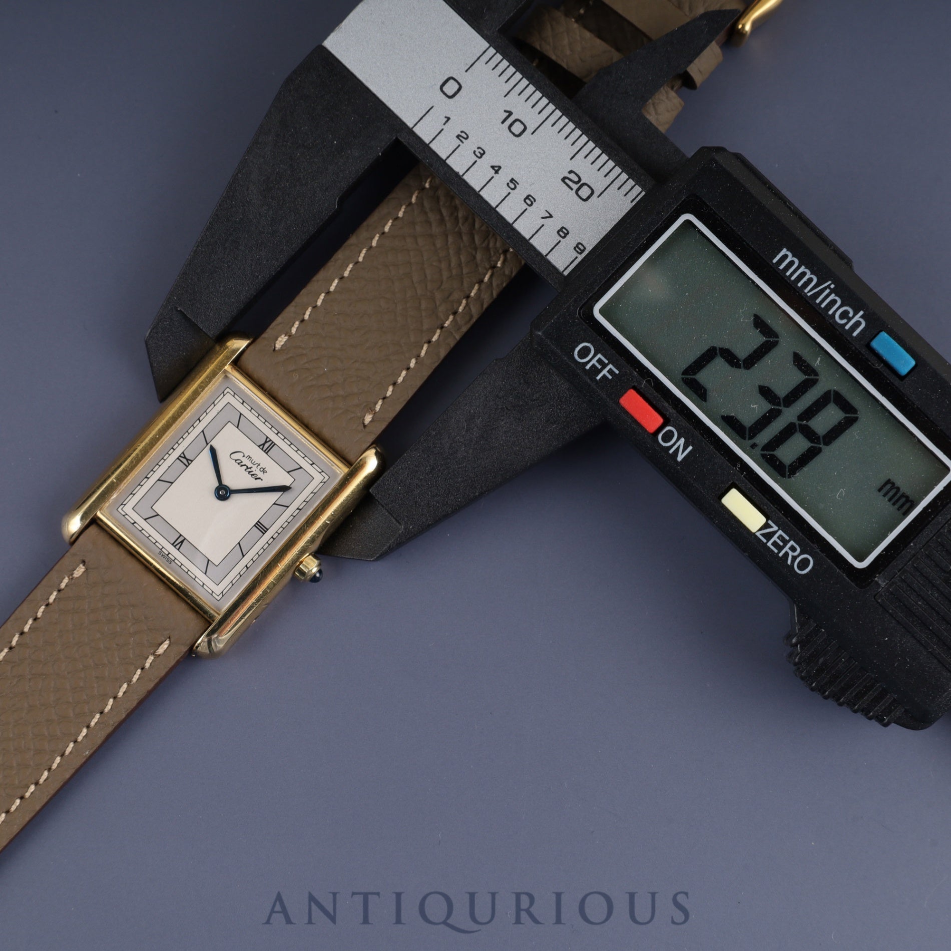 Cartier Must Tank LM 6 81006 Quartz Cal.81 SV925 Leather Genuine Buckle (GP) Silver Flying Roman Dial Overhauled