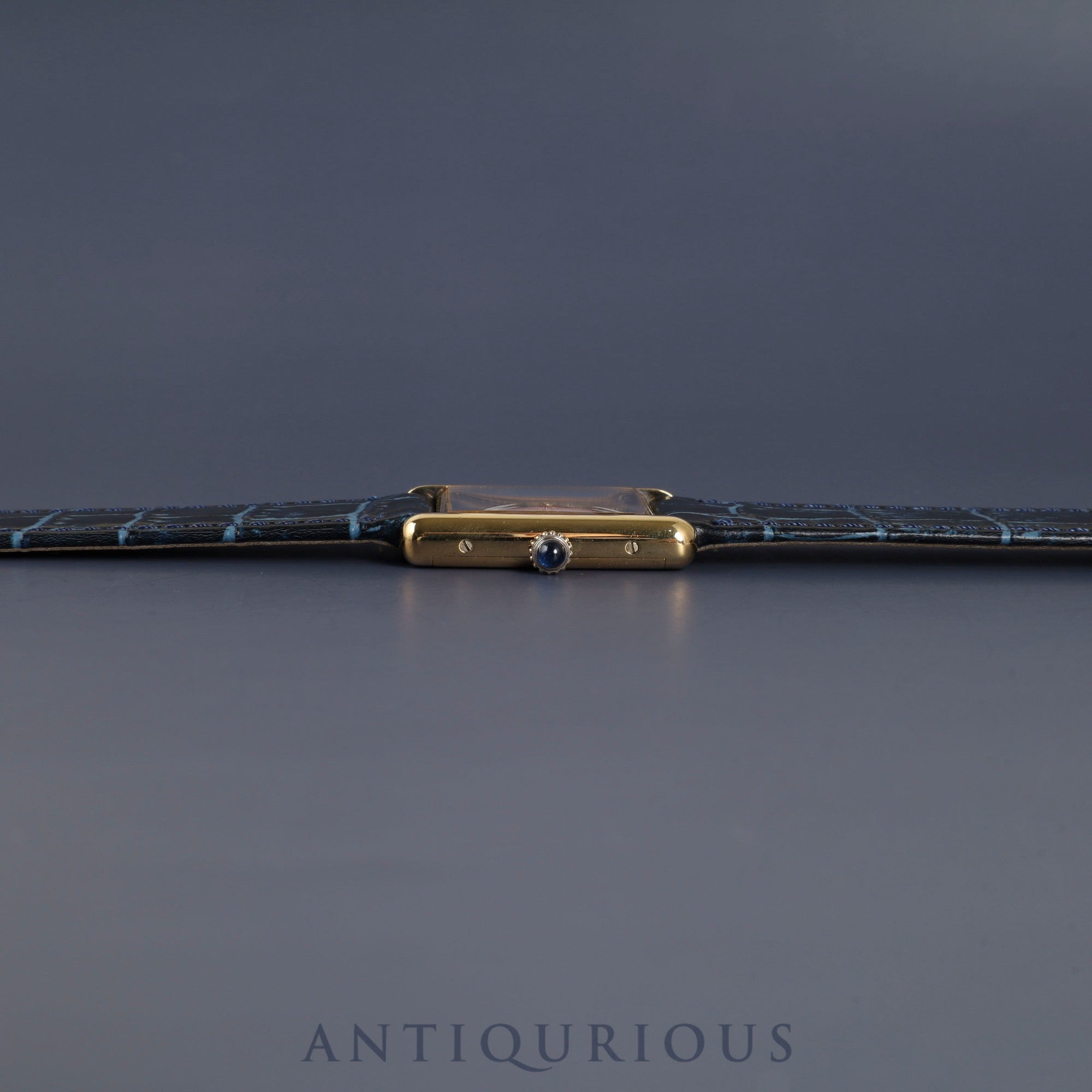 Cartier Must Tank LM Manual Winding Caliber 78-1 SV925 Leather Strap with Genuine GP Buckle, Lapis Lazuli Dial, Circa 1976-1981, Overhauled