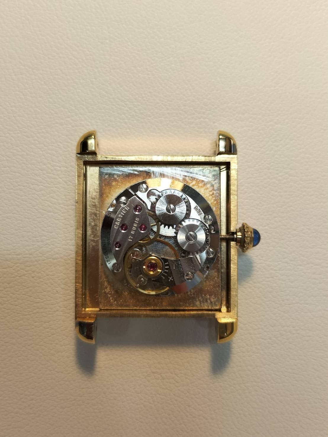 Cartier Must Tank LM 81974913 Manual Winding Cal.78-1 SV925 Original Leather Strap Original D-Buckle (GP) Black Roman Dial (SWISS marking) Overhauled