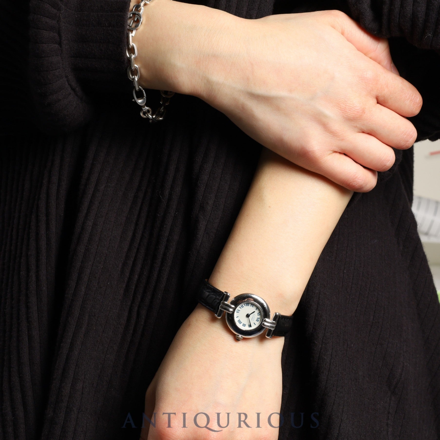 Cartier Must Colisee W1001644 / 690002 Quartz Cal.90 SV925 Leather Genuine D Buckle (SS) White Roman Dial Overhauled