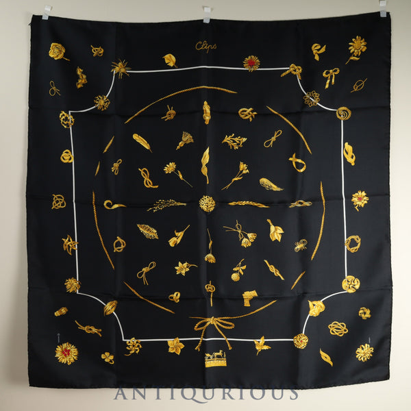 エルメス スカーフ カレ90 Clips クリップス 箱 SILK100%