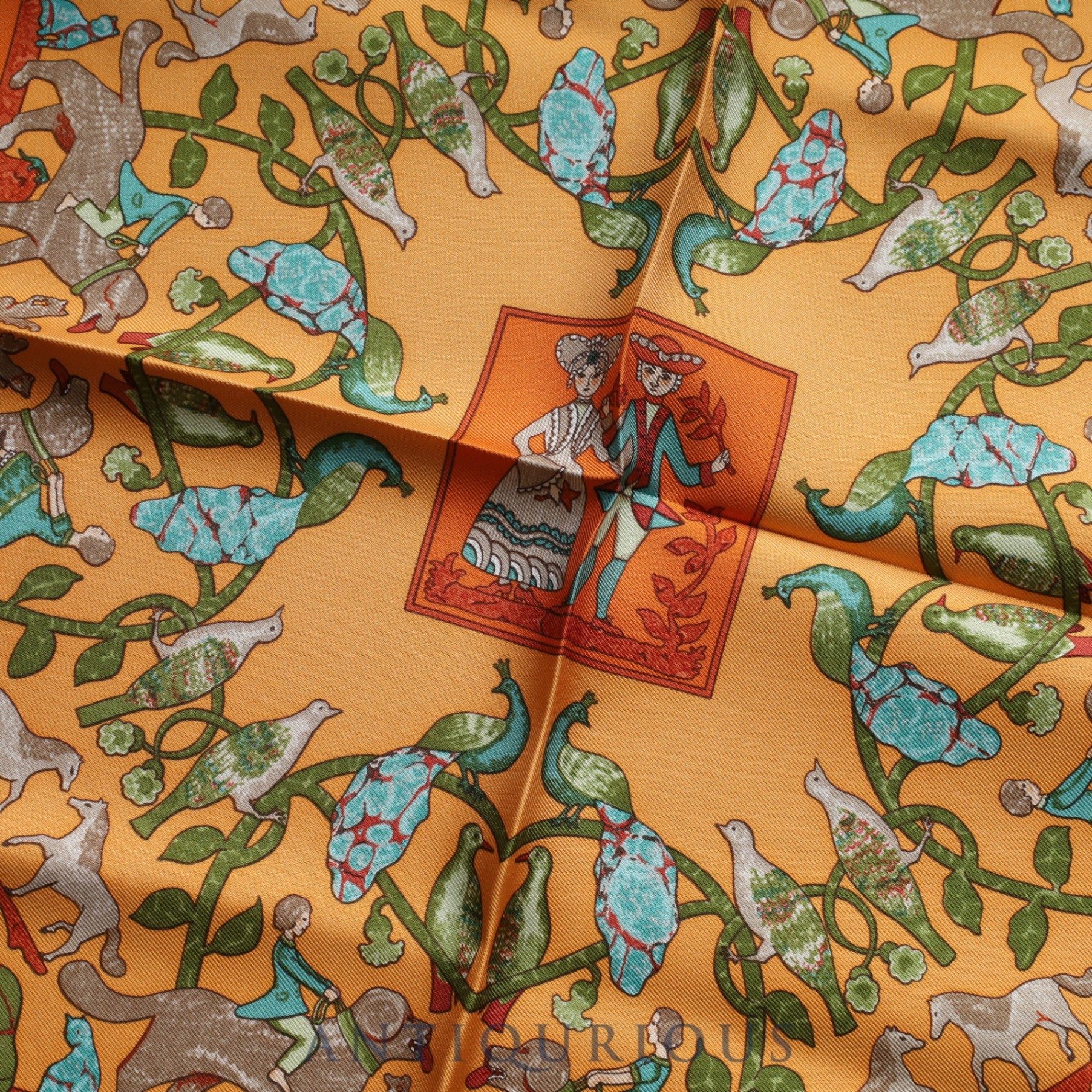 エルメス スカーフ カレ45 古き良きアメリカ SILK100%