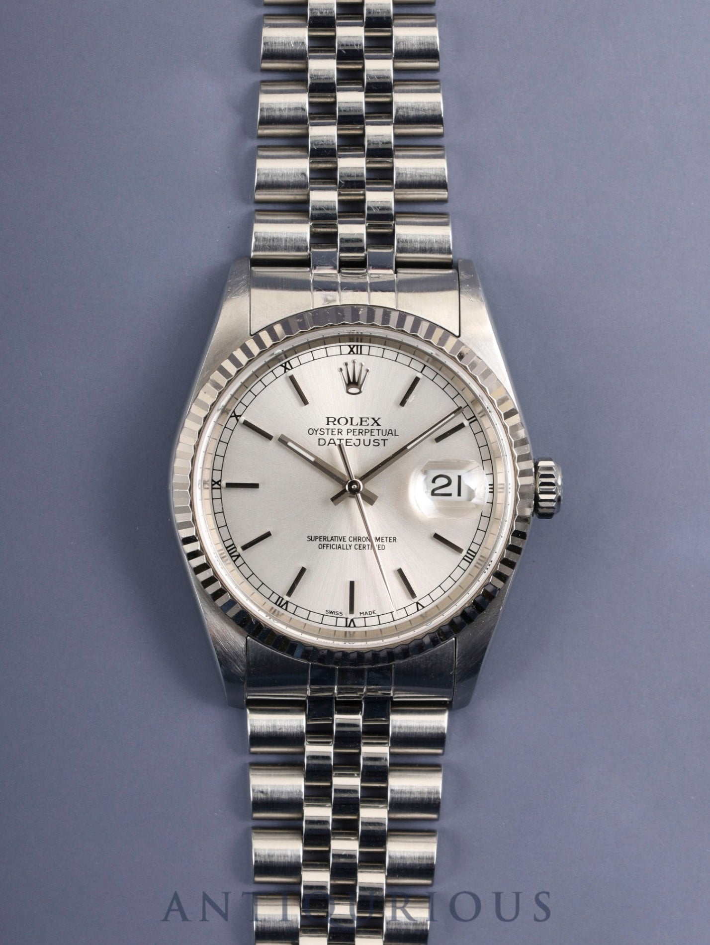 Rolex Datejust 16234 Automatic Caliber 3135 Stainless Steel/White Steel Silver Dial K Series (2001) Overhauled