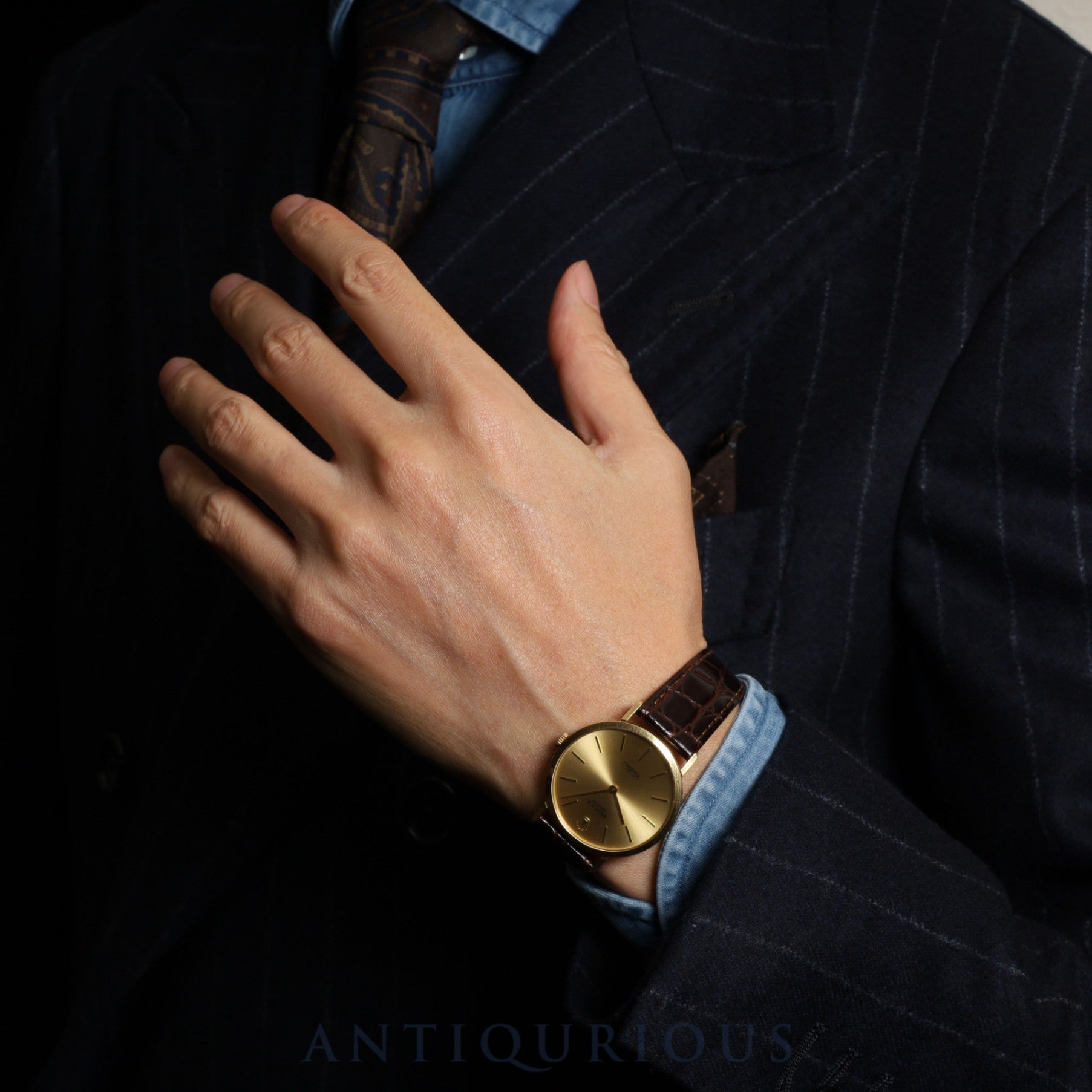 Rolex Cellini 4112 Manual Winding Cal. 1601 750 Leather Strap Genuine Buckle (GP) Gold Dial 43 Series (1975) Warranty (1984) Overhauled