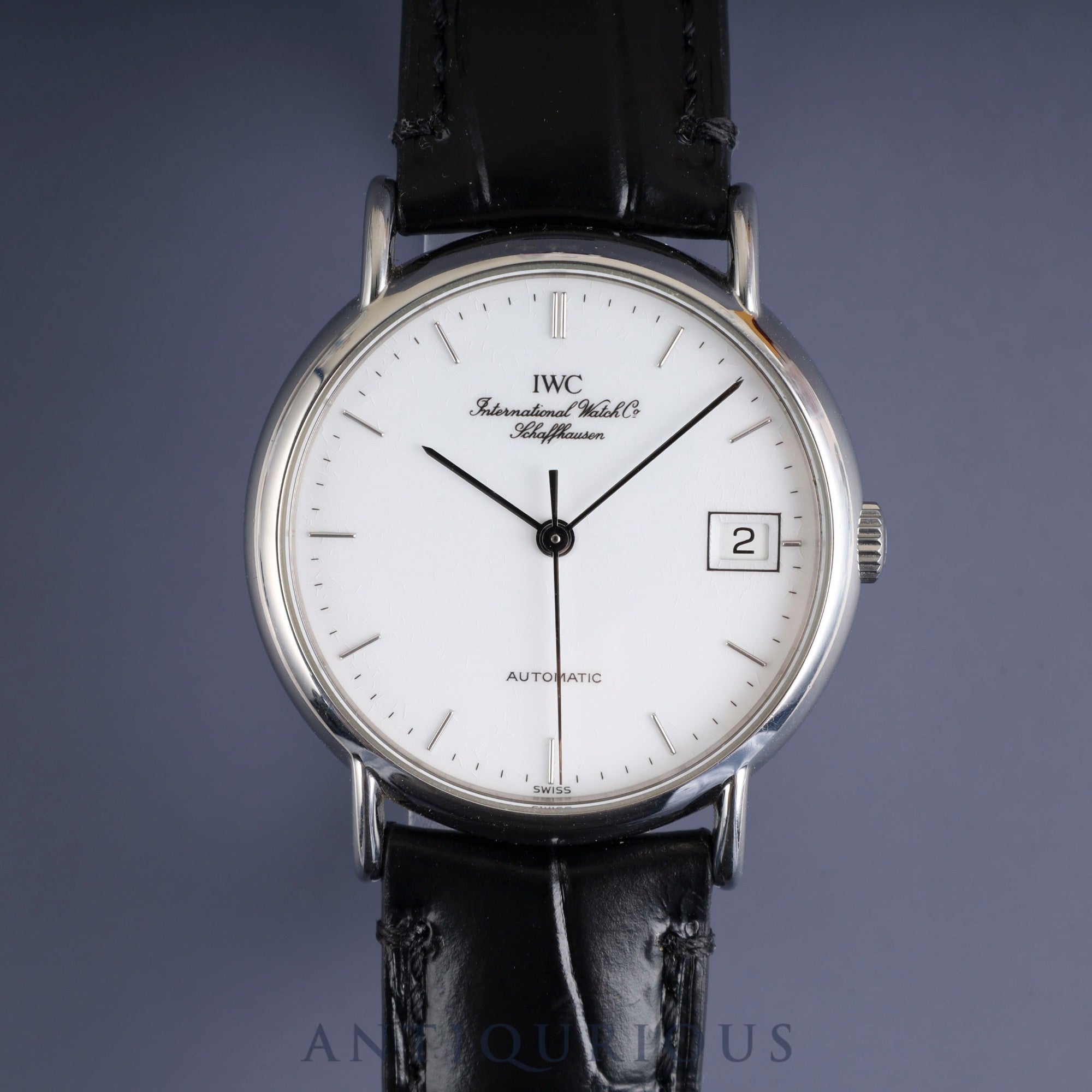 IWC Portofino IW351320 Automatic Caliber 37521 Stainless Steel Leather Strap with Genuine Stainless Steel Buckle, White Dial, Warranty Card, Overhauled