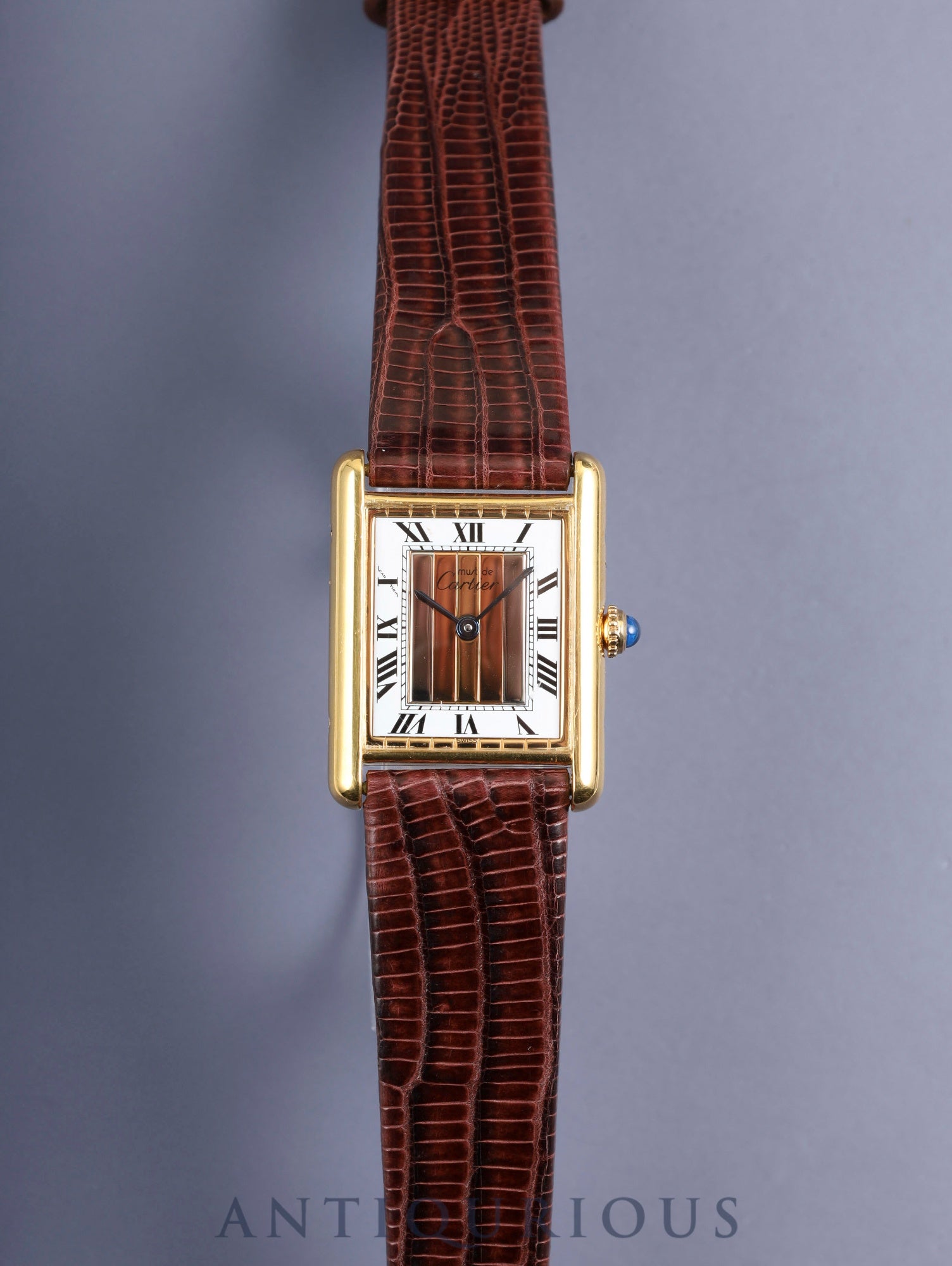 カルティエ マストタンク LM 590005 クォーツ Cal.90 SV925 革 純正尾錠(GP) フロントトリニティ文字盤(SWISS表記) オーバーホール済み 新品仕上げ済み