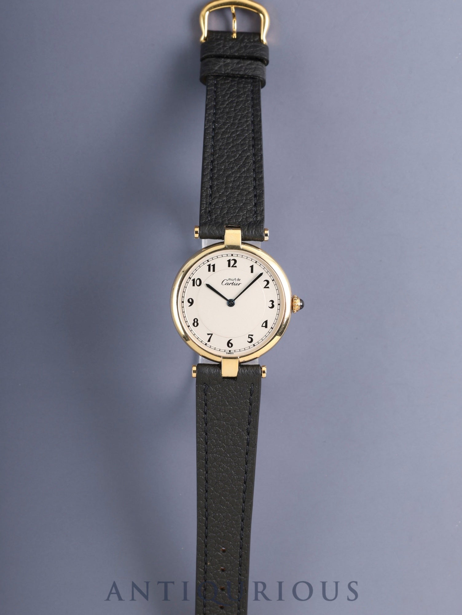 カルティエ マスト ヴァンドーム VLC LM 590003 クォーツ Cal.90 SV925 革 純正ピンバックル(GP)アラビア文字盤(SWISS表記)オーバーホール済み