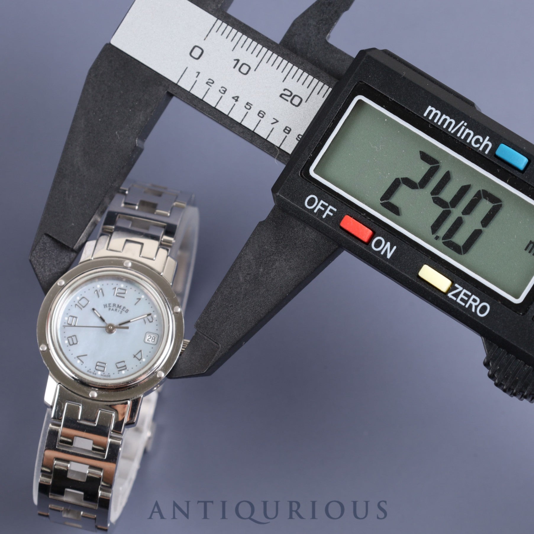 Hermes Clipper CL4.210 Quartz SS SS Blue Shell Dial Box Warranty (2004) Overhauled