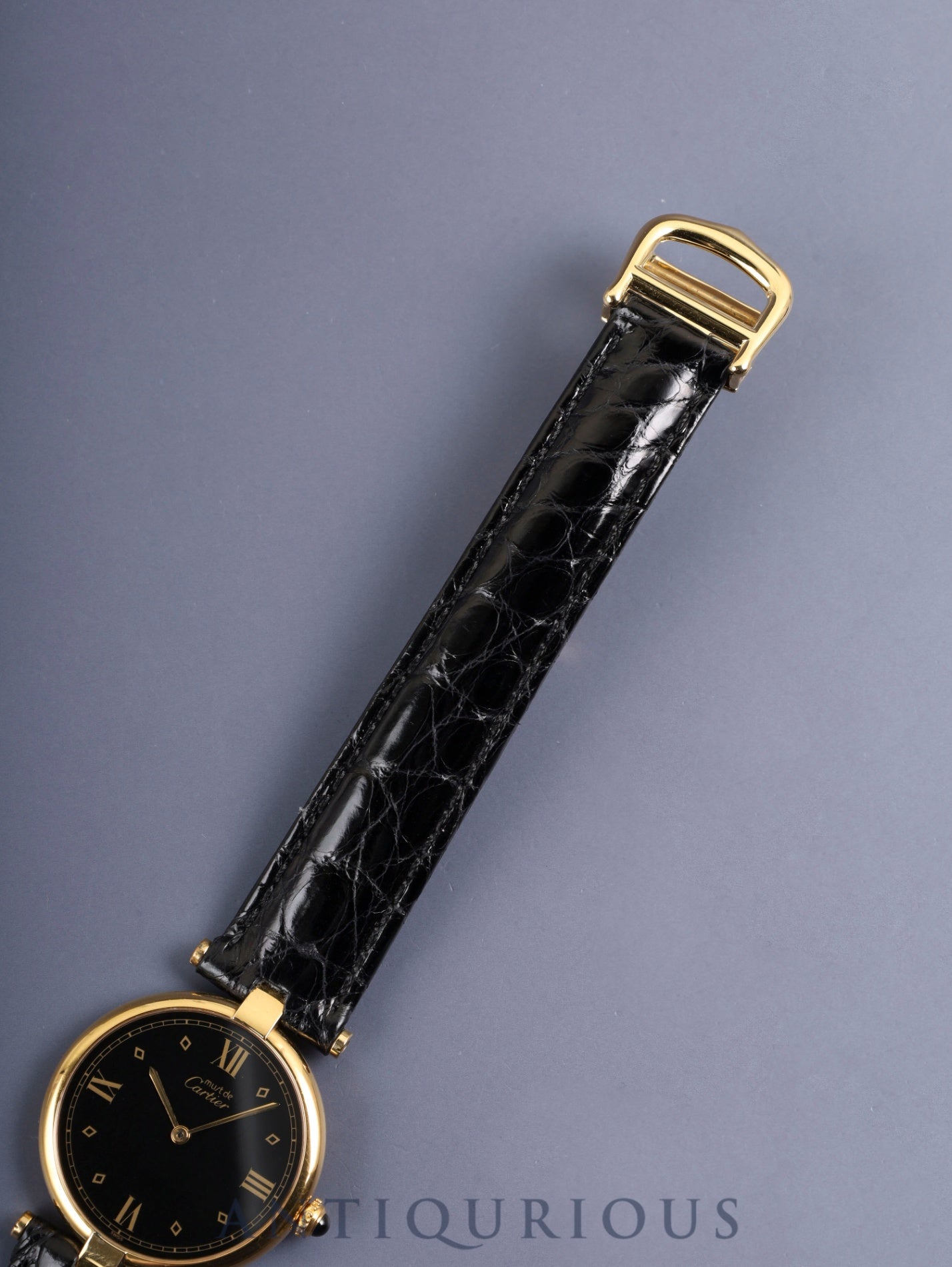 Cartier Must Vendome VLC LM 590003 Quartz Cal.90 SV925 Leather Genuine D-Buckle (GP) Black Roman Dial (SWISS marking) Overhauled
