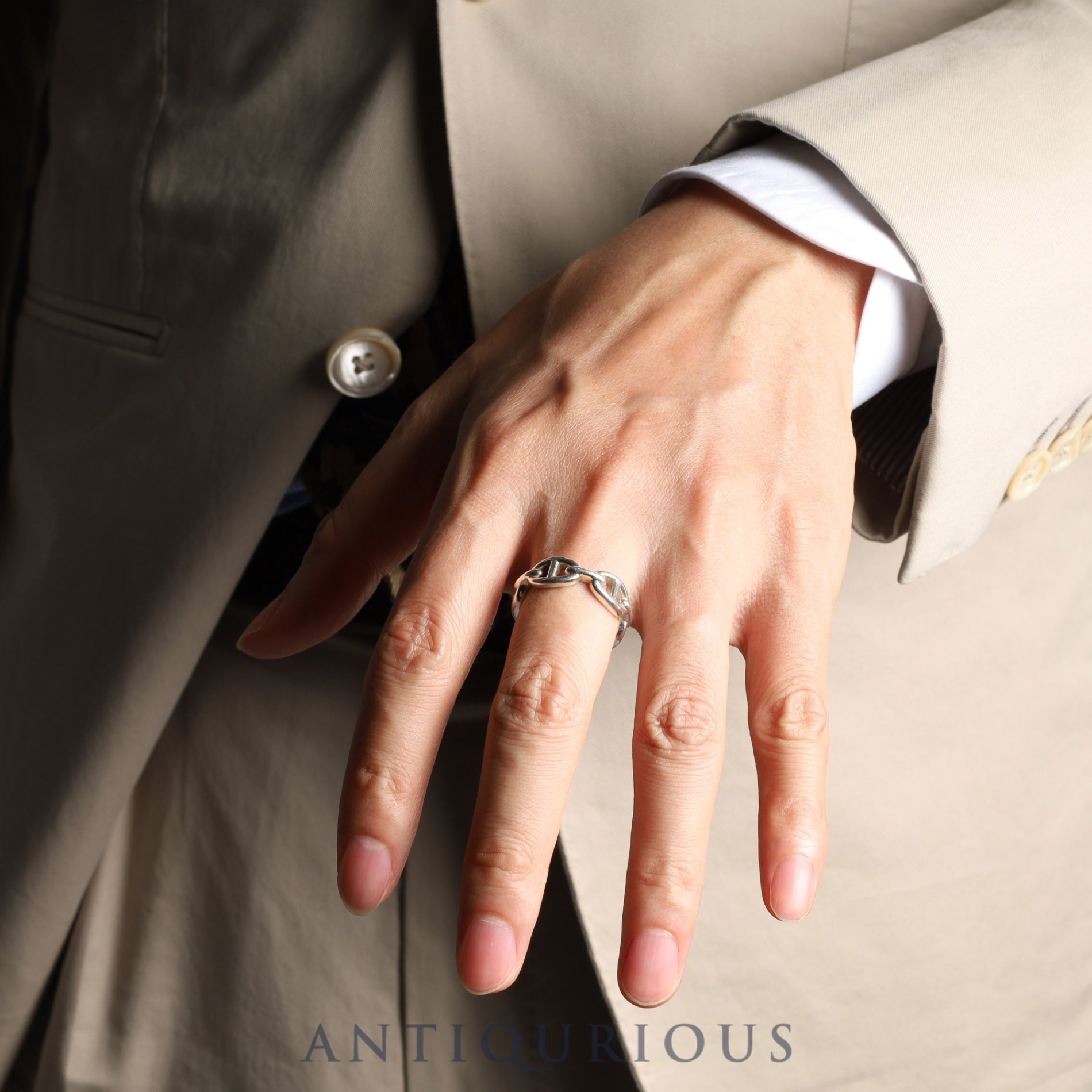 Hermes Ring Chaine d'Ancre Anchaîne PM SV925 #58 Approx. 17.5 size 23 years old