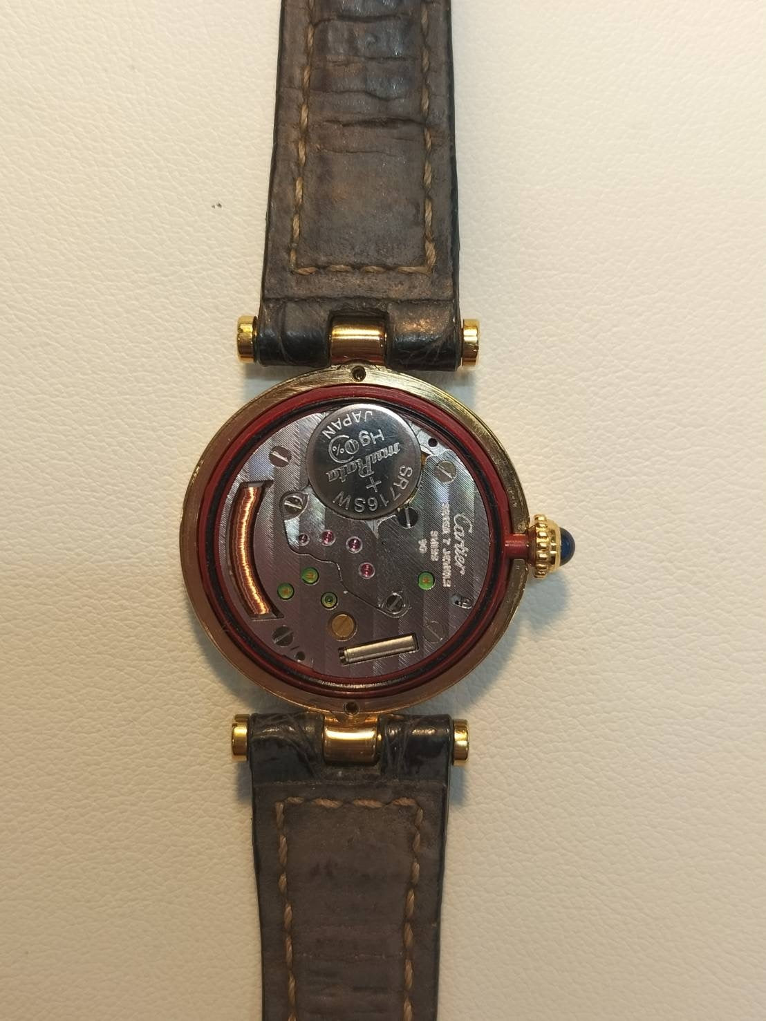 カルティエ マスト ヴァンドーム VLC SM 1851 クォーツ Cal.90 SV925 革 純正Dバックル(GP)オパラン文字盤 オーバーホール済み