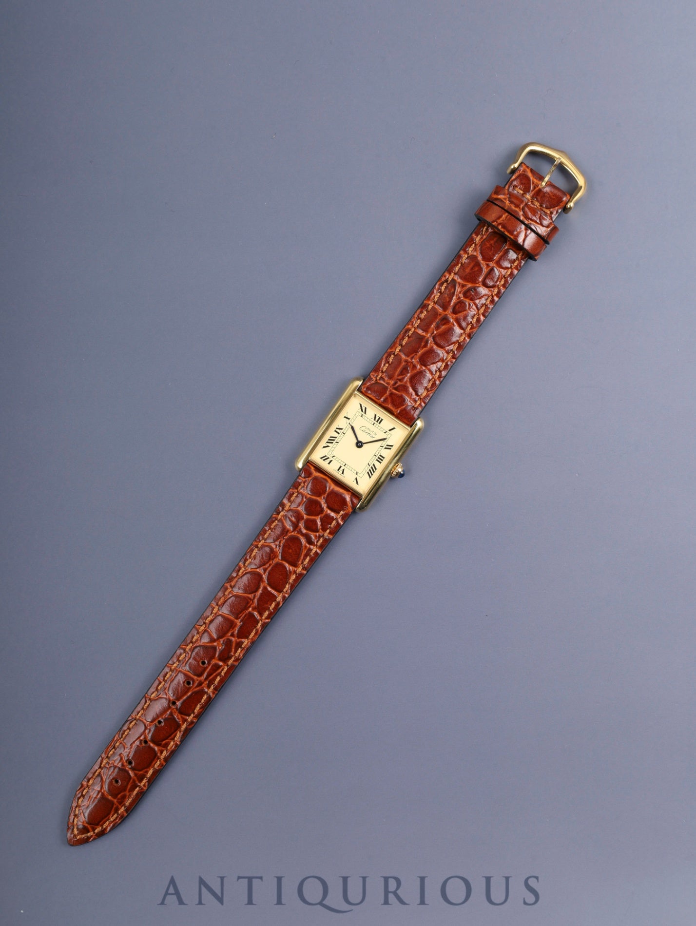 カルティエ マストタンク LM 590005 クォーツ Cal.690 SV925 革 純正尾錠(GP)アイボリーローマン文字盤(SWISS MADE表記) オーバーホール済み 新品仕上げ済み