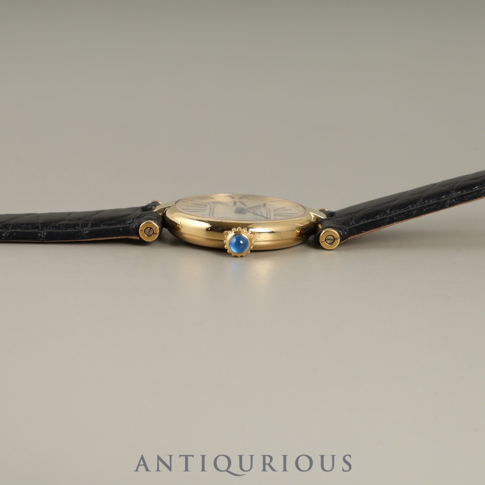 Cartier Must Vendôme VLC SM 590004 Quartz Caliber 90 SV925 Leather Watch with Genuine D-buckle (GP) Opalescent Dial Overhauled