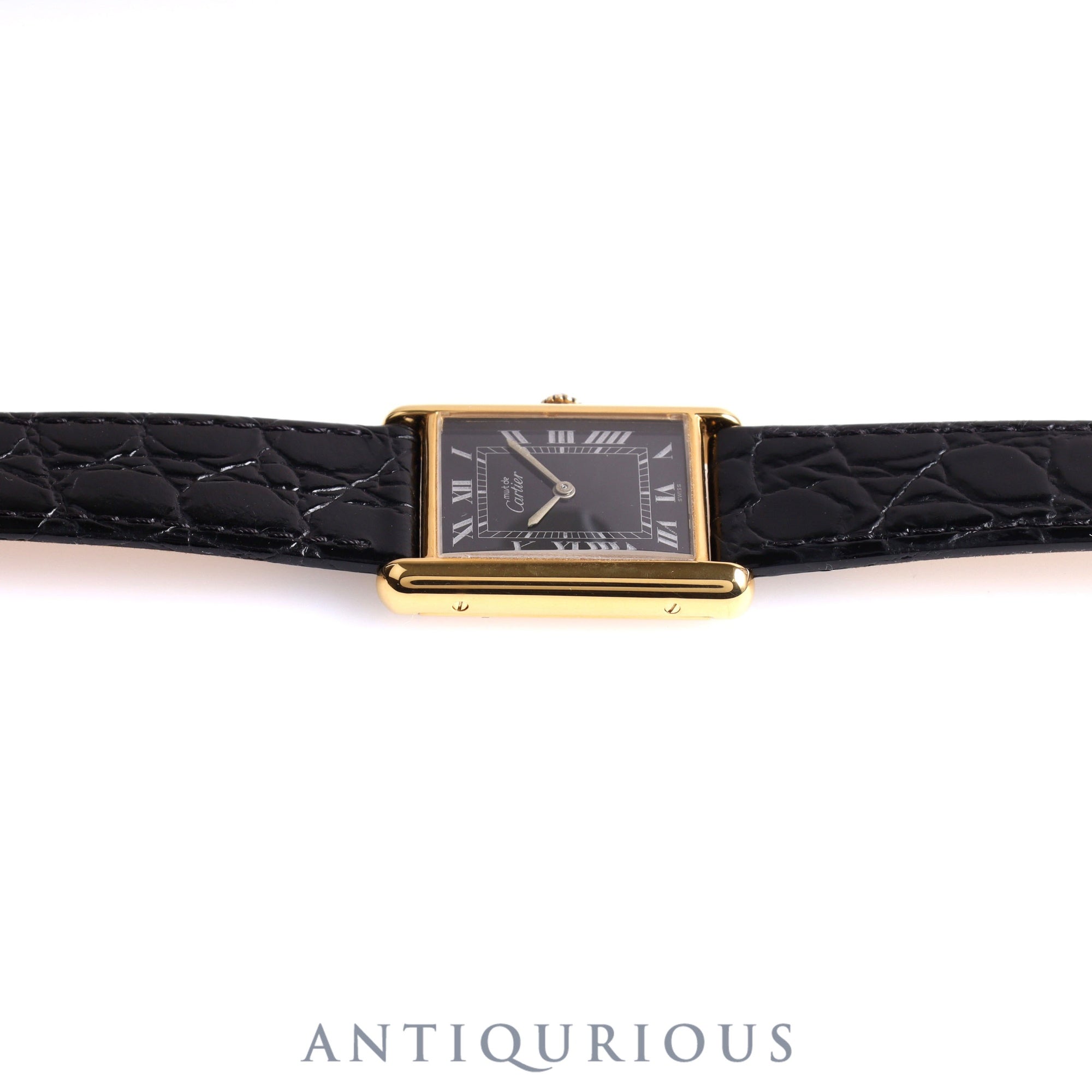 Cartier Must Tank LM Manual Winding Black Roman Dial