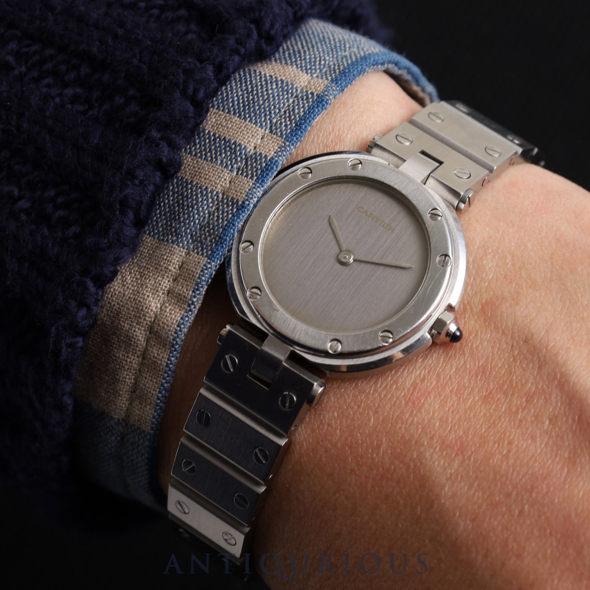 Cartier Santos Vendome SM 8192 Quartz Cal.81 SS SS Ghost (Gray) Dial Overhauled