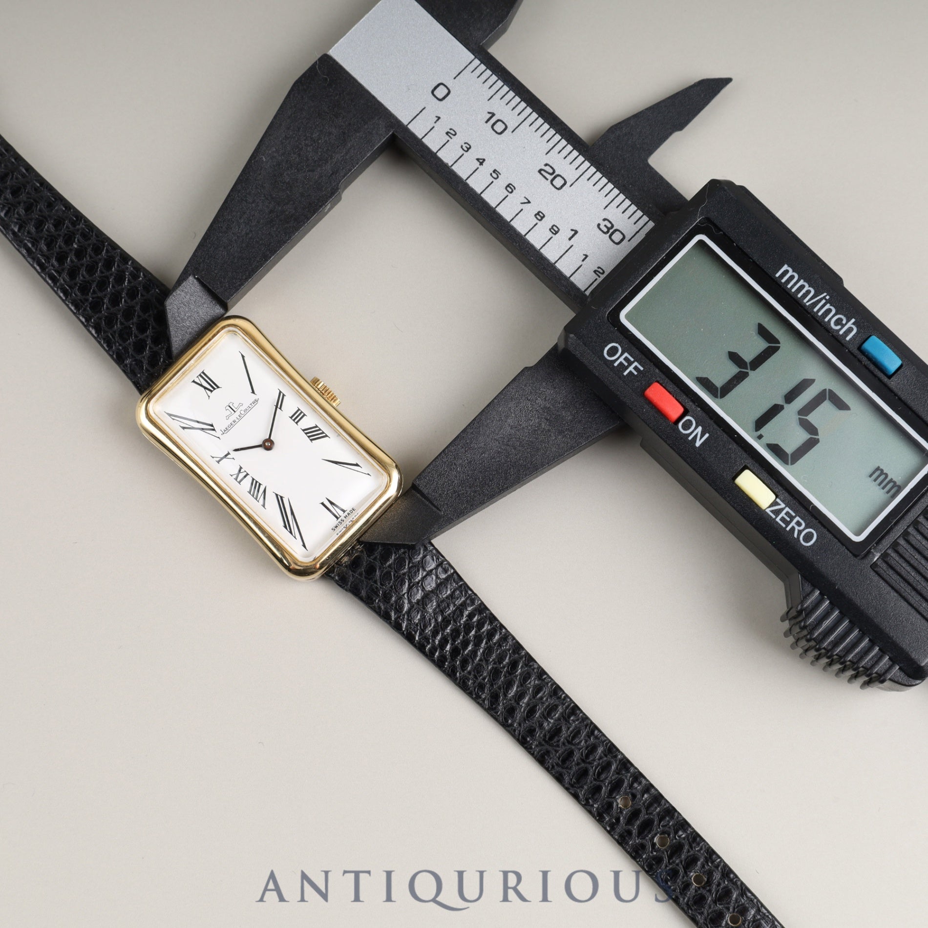 Jaeger-LeCoultre Rectangular 6011 Manual winding YG Leather Genuine buckle (GP) White Roman dial Overhauled