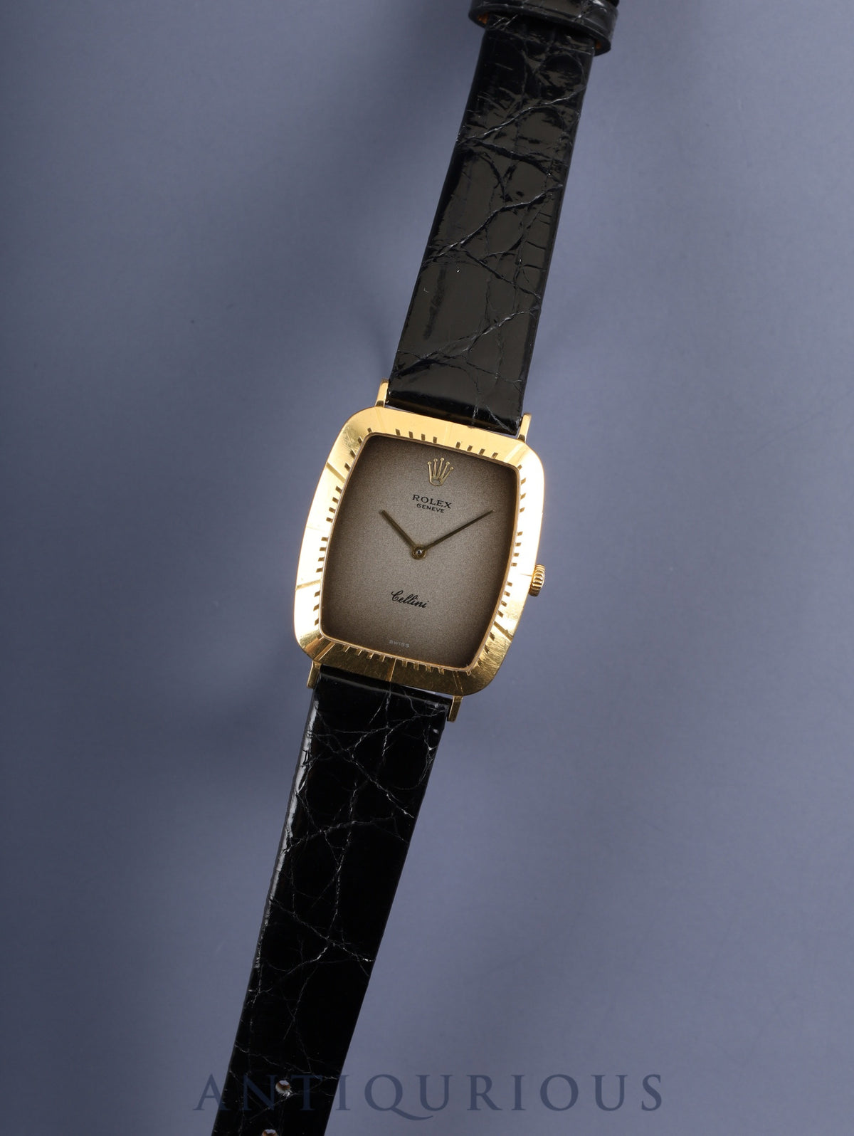 Rolex Cellini 4087 Manual Winding Caliber 1601 750YG Leather Strap with Genuine GP Buckle Gray Gradient Dial No. 69 (1981) Overhauled