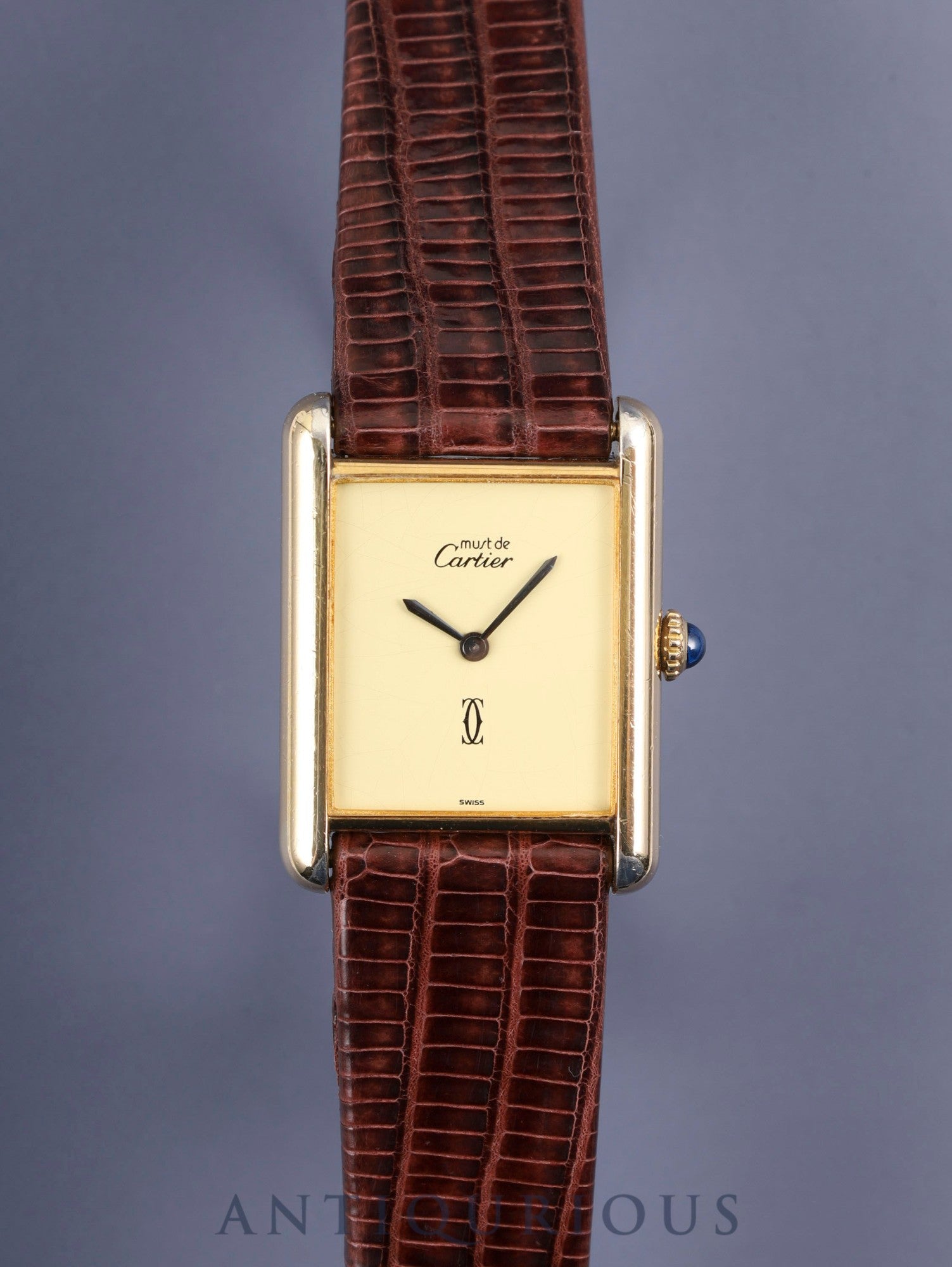 カルティエ マストタンク LM 手巻き Cal.78-1 SV925 革 純正尾錠(GP)アイボリー文字盤 1976年頃~1981年頃 オーバーホール済み