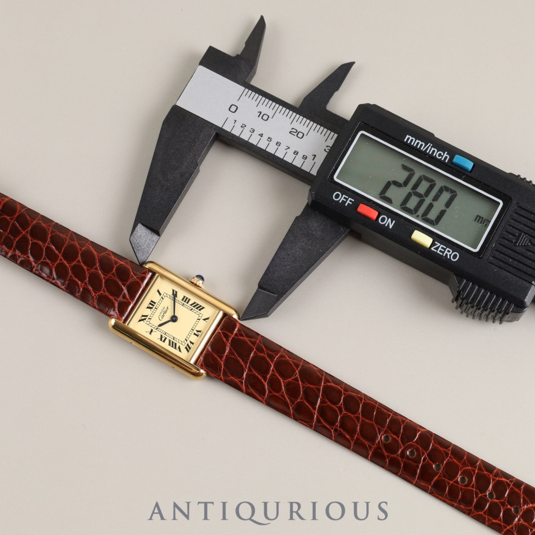 Cartier Must Tank SM 1613 Quartz Cal.057 SV925 Leather Genuine Buckle (GP) Ivory Dial Box Warranty (1996) Overhauled