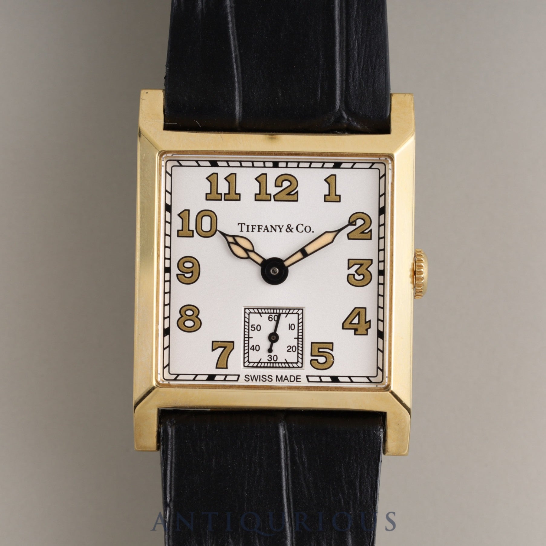 ティファニー スクエア 180TH ANNIVERSARY MODEL 限定180本 手巻き Cal.1200 YG 革 純正尾錠(750)シルバー文字盤