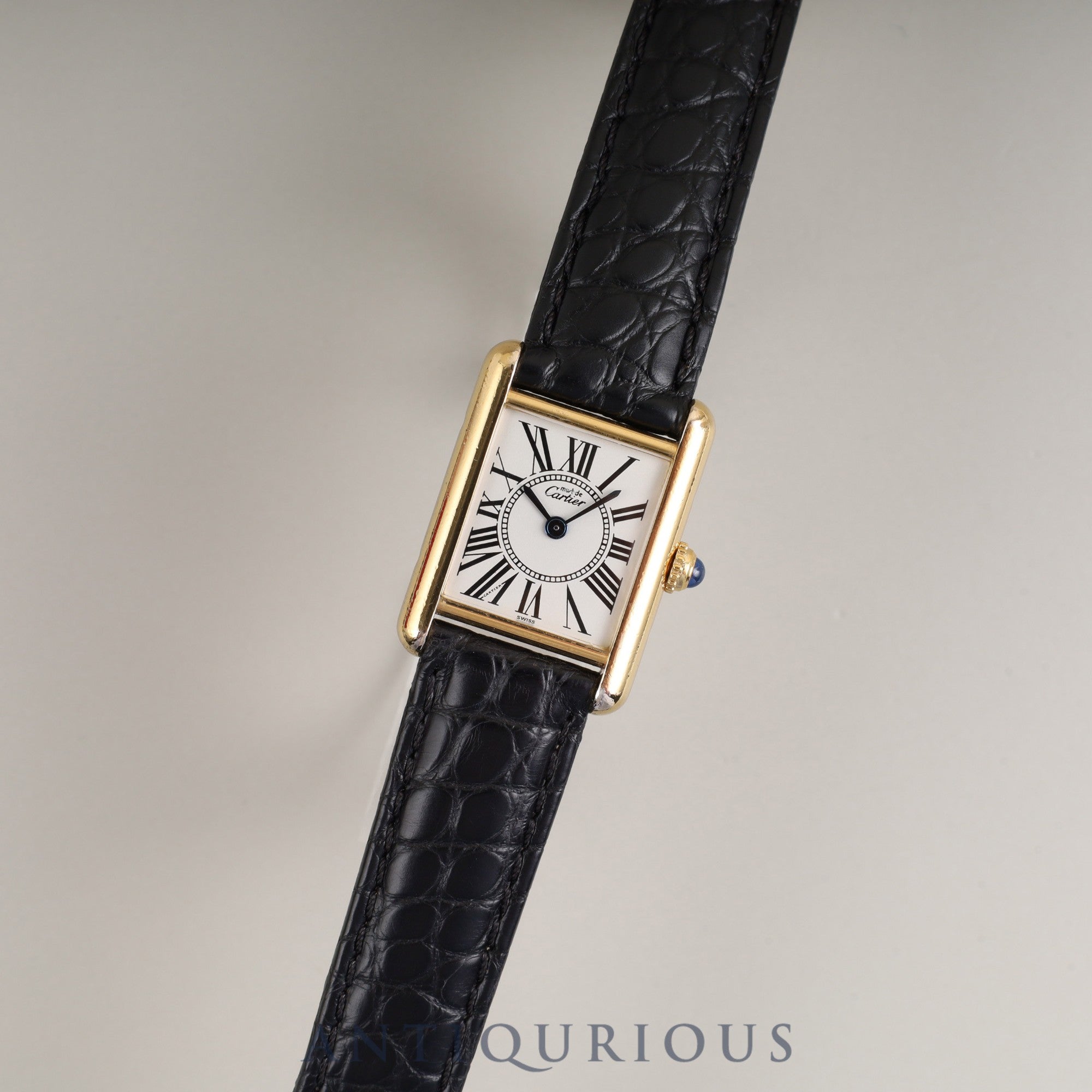 カルティエ マストタンク SM 5057001 クォーツ Cal.057 SV925 革 純正Dバックル(GP) オパラン文字盤 1982年頃~1995年頃 箱 オーバーホール済み