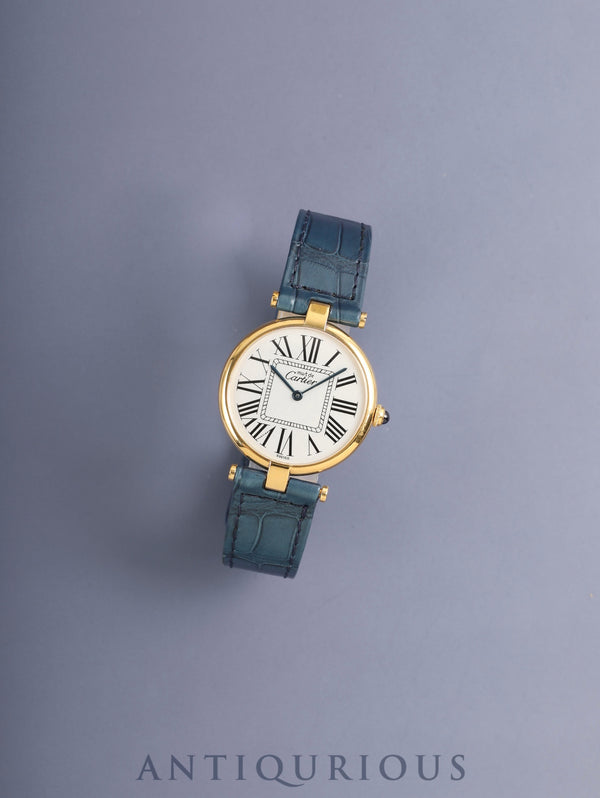 Cartier Must Vendome VLC LM 590003 Quartz Cal.690 SV925 Original Leather Strap Original D-Buckle (GP) Opaline Dial (SWISS marking) Overhauled