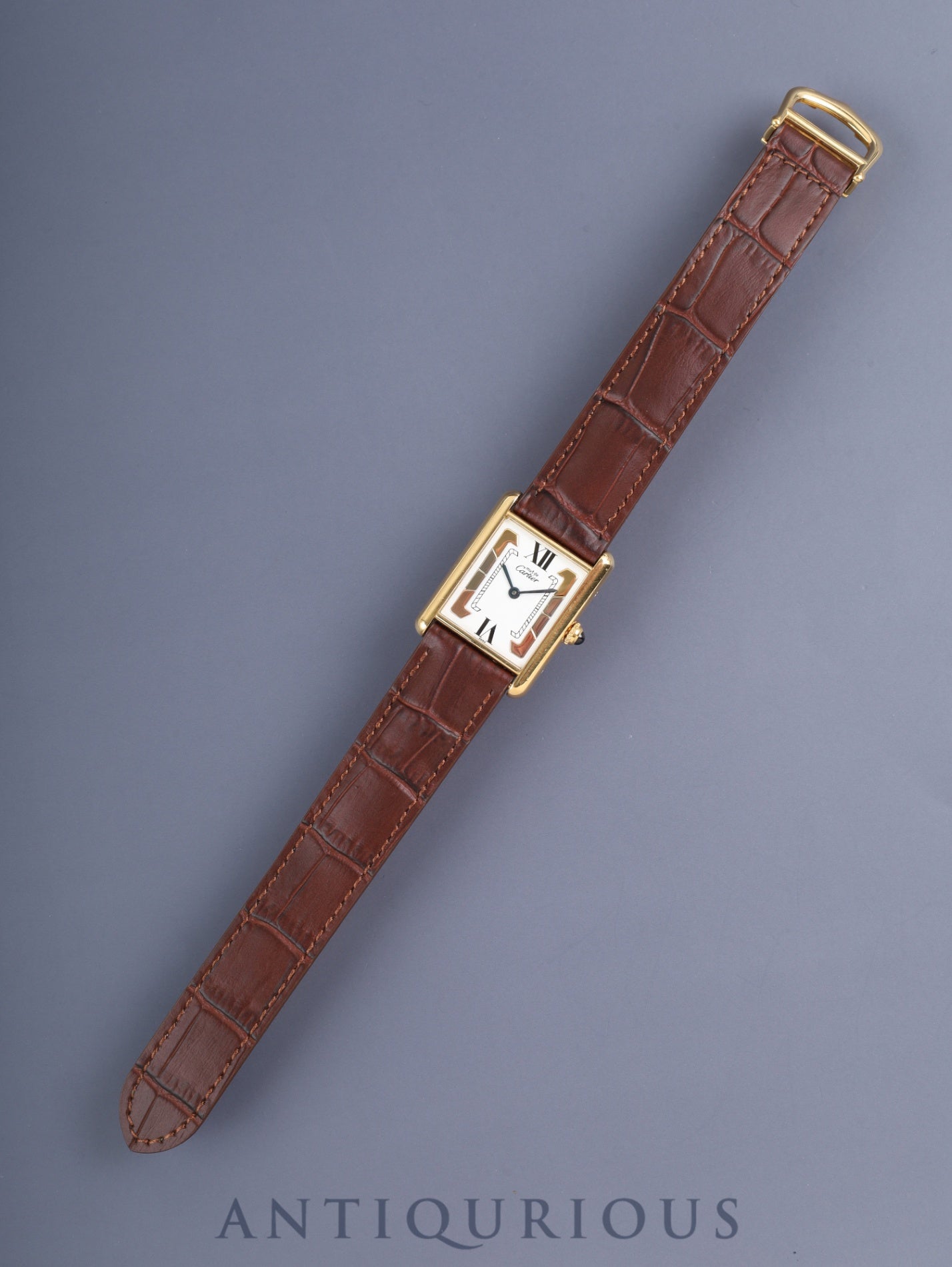 カルティエ マストタンク LM 590005 クォーツ Cal.- SV925 革 純正Dバックル(GP)サイドトリニティ文字盤(SWISS表記)カルティエブティックにてコンプリートサービス済み