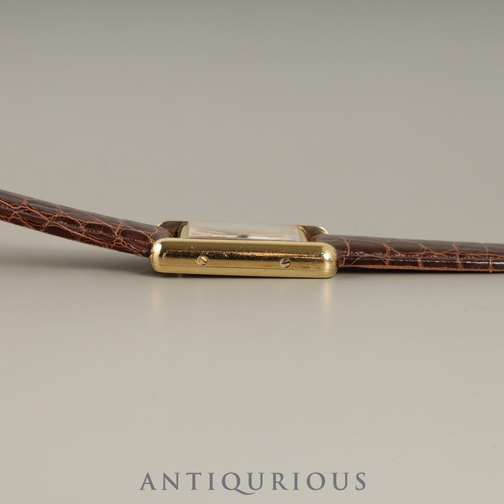 Cartier Must Tank SM 5057001 Quartz Caliber 057 SV925 Leather Strap with Genuine D-Buckle (GP) Side Trinity Dial Circa 1982-Circa 1995 Overhauled