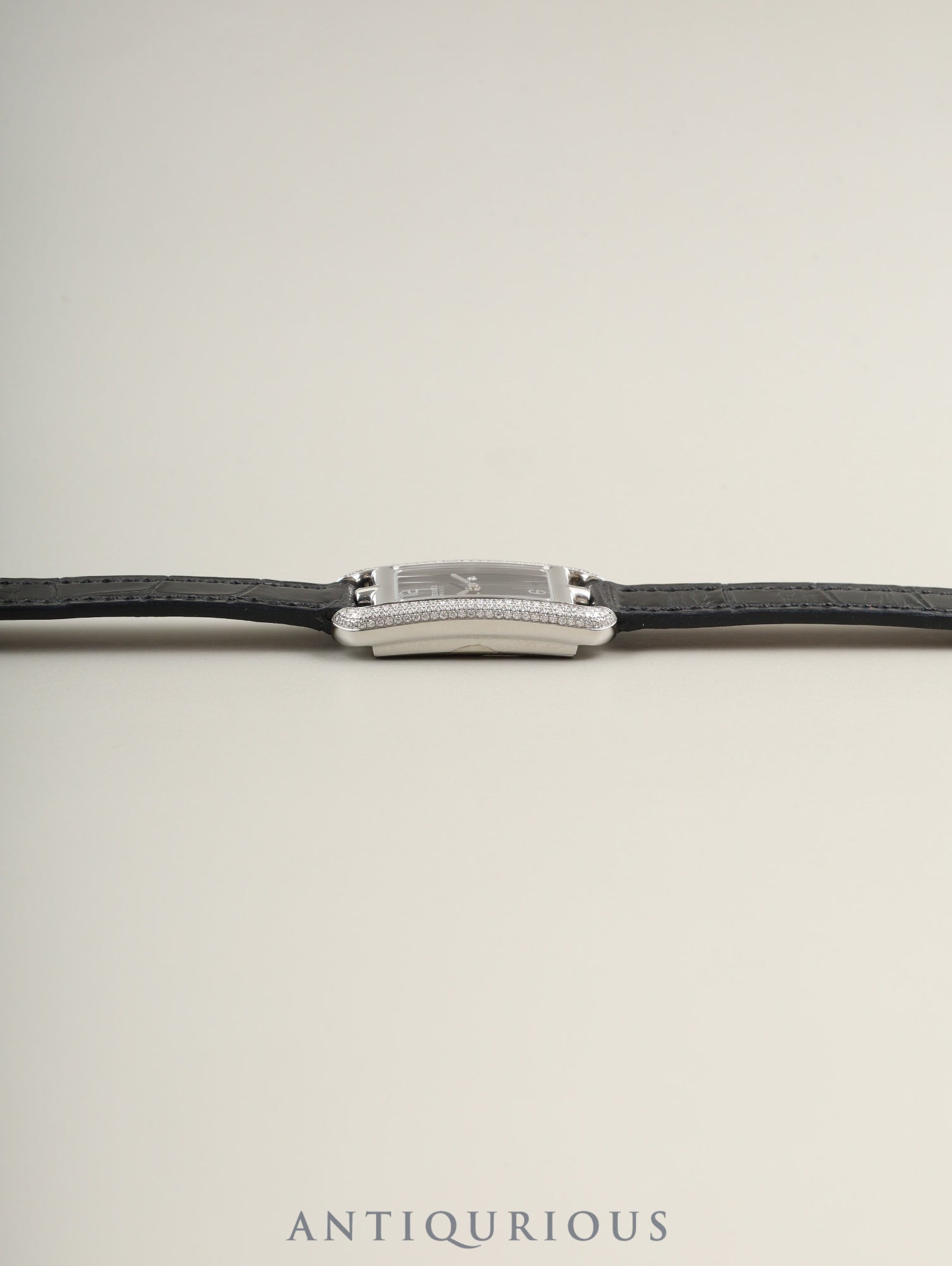 エルメス ナンタケット NA2.130 クォーツ SS 純正革ベルト(A刻印:2017年) 純正尾錠(SS) ブラック文字盤 ダイヤベゼル オーバーホール済み