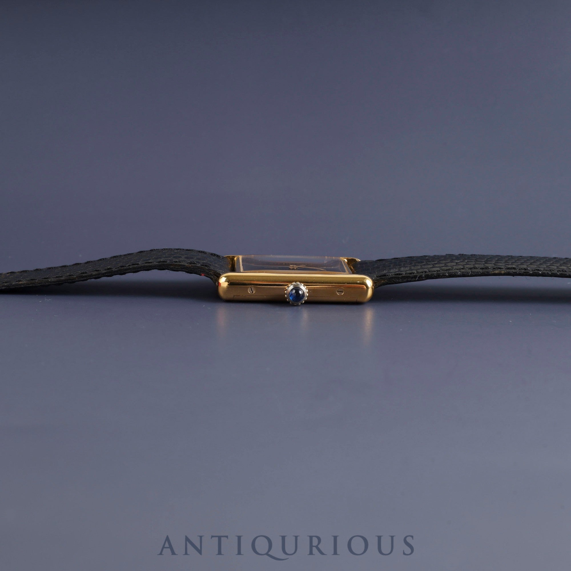 Cartier Must Tank LM Manual Winding Cal. 78-1 SV925 Genuine Leather Strap Genuine Buckle (GP) Black Onyx Dial Circa 1976-1981 Box Overhauled