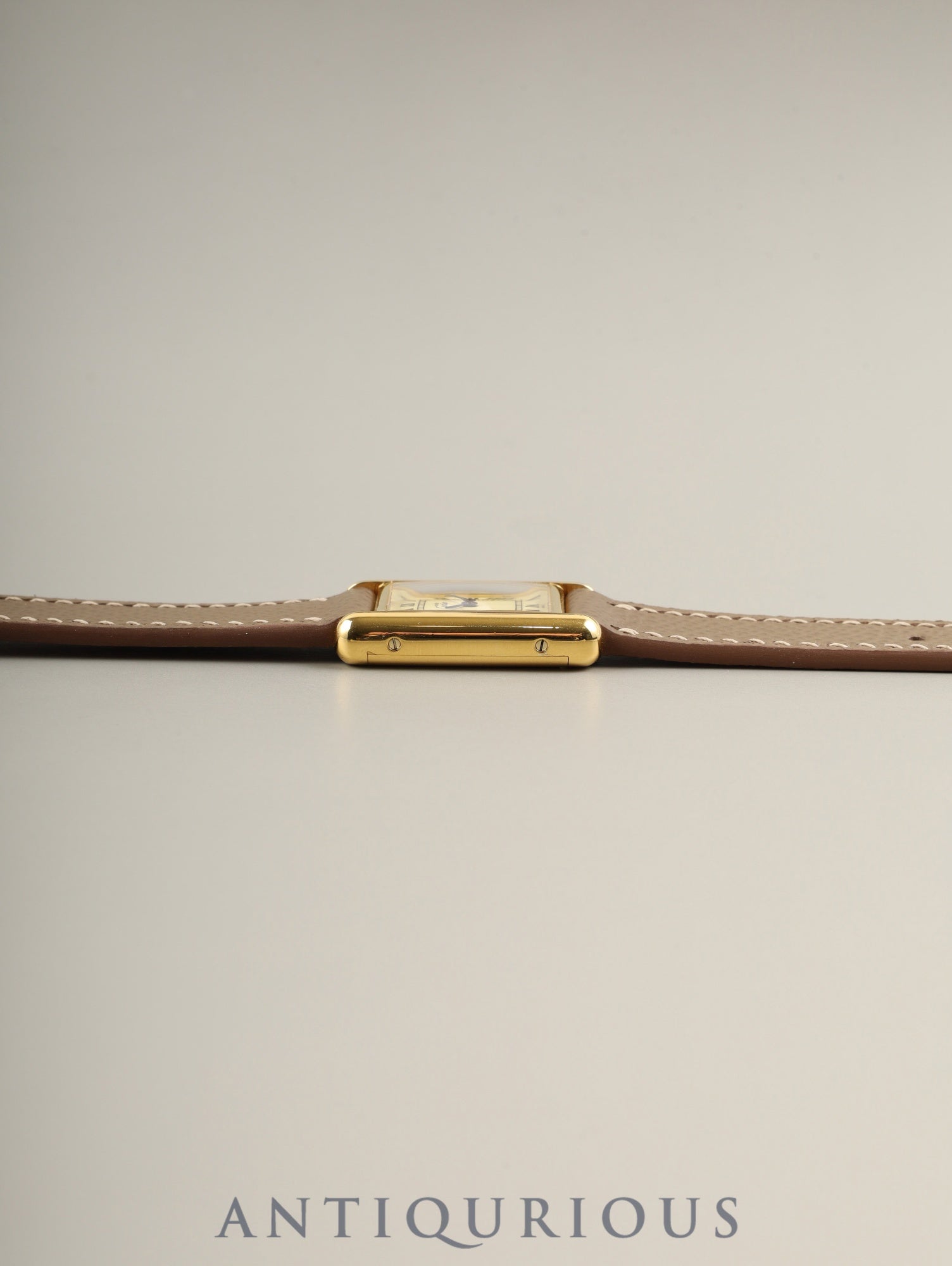 カルティエ マストタンク SM 手巻き Cal.78-1 SV925 革 純正尾錠(GP)アイボリーローマン文字盤 オーバーホール済み