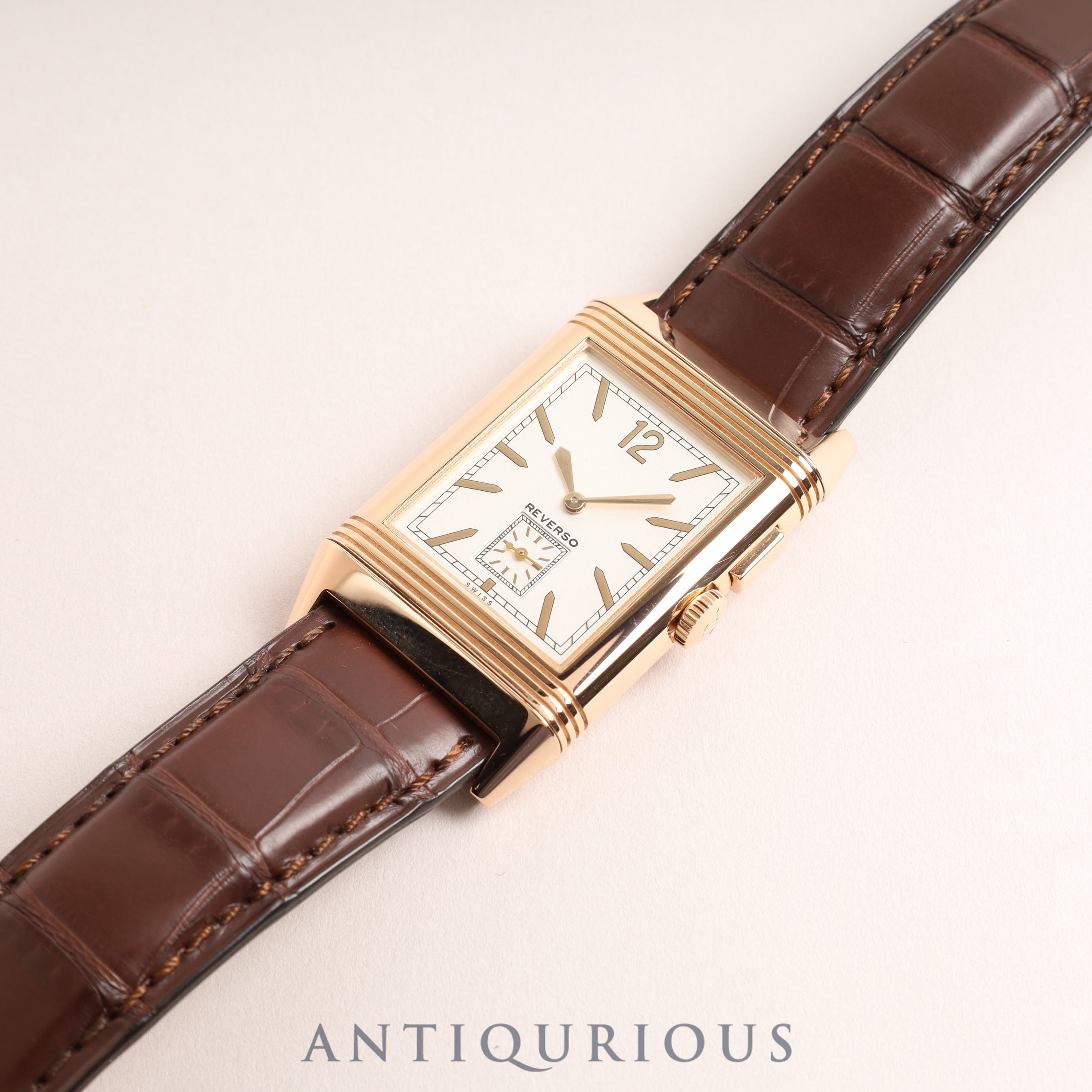 ジャガー・ルクルト グランドレベルソウルトラスリムデュオ 278.2.54/Q3782520 手巻き Cal.854 PG 革 純正尾錠(750)シルバー/ブラック文字盤 箱 保証書 (2017年)